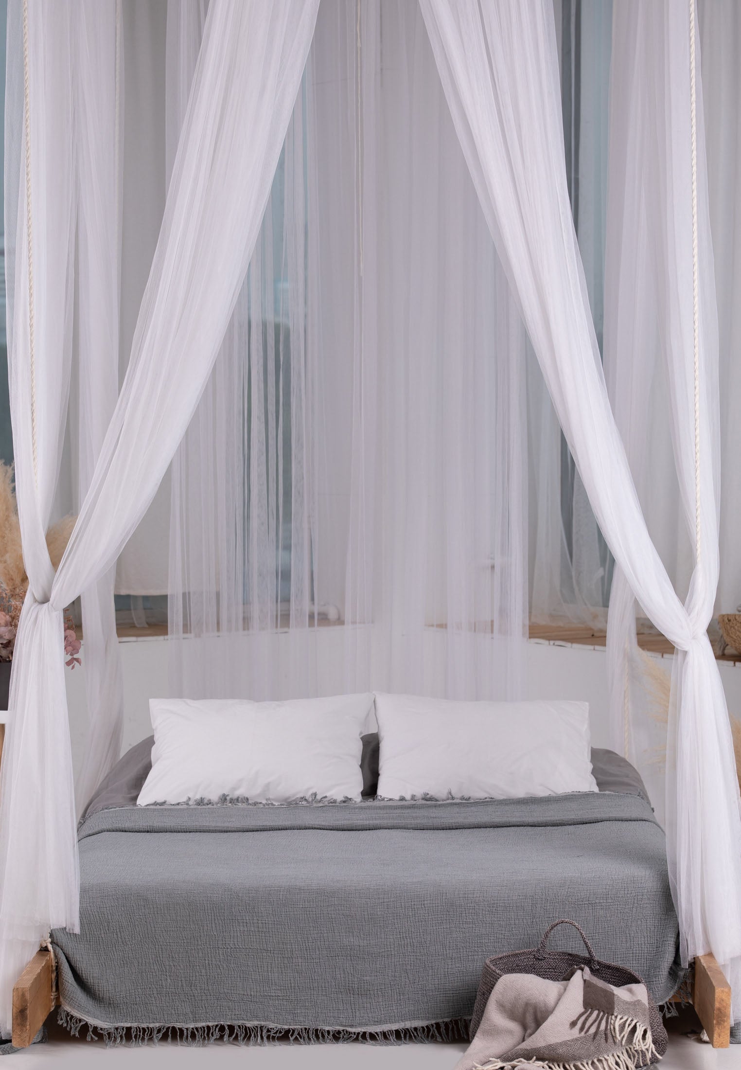 Premium Musselin Tagesdecke 240x260 cm - 100% Baumwolle - extraweiche Baumwolldecke als Kuscheldecke, Bett-Überwurf, Sofa-Überwurf, Couch-Überwurf - warme Sofa-Decke