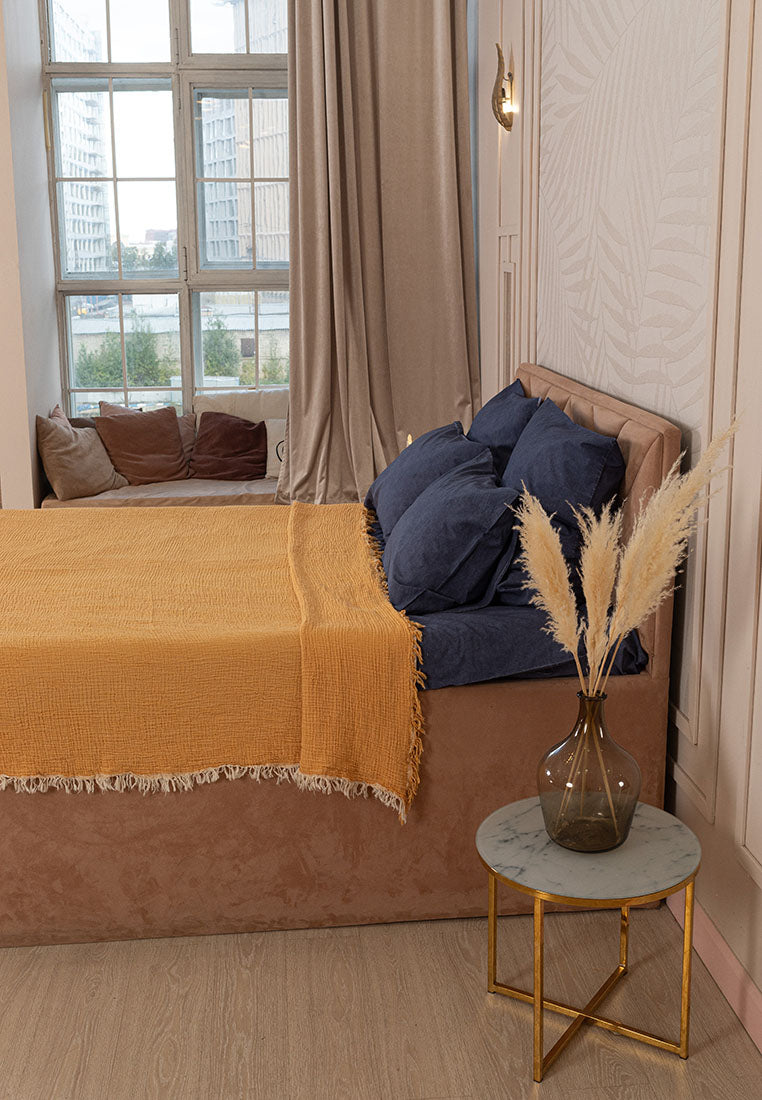 Premium Musselin Tagesdecke 240x260 cm - 100% Baumwolle - extraweiche Baumwolldecke als Kuscheldecke, Bett-Überwurf, Sofa-Überwurf, Couch-Überwurf - warme Sofa-Decke