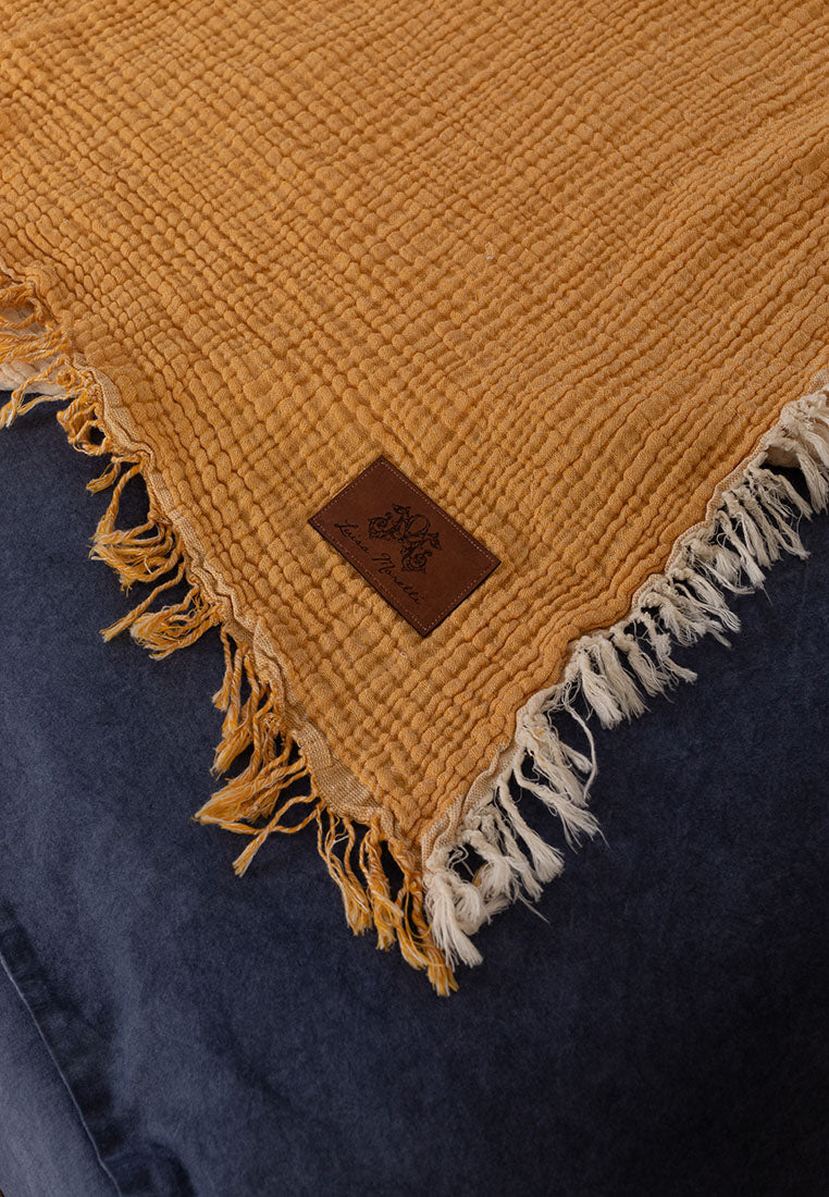 Premium Musselin Tagesdecke 240x260 cm - 100% Baumwolle - extraweiche Baumwolldecke als Kuscheldecke, Bett-Überwurf, Sofa-Überwurf, Couch-Überwurf - warme Sofa-Decke