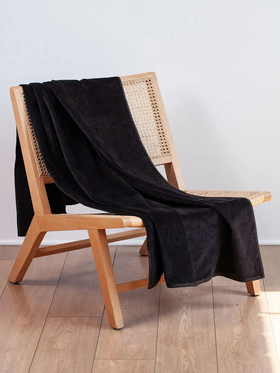 Premium Handtuch - Vielseitig, Nachhaltig, Saugstark - 100% Baumwolle - Strand, Bade, Dusch, Yoga, Spa & Reise-Tuch (90 x 170 cm) Schwarz