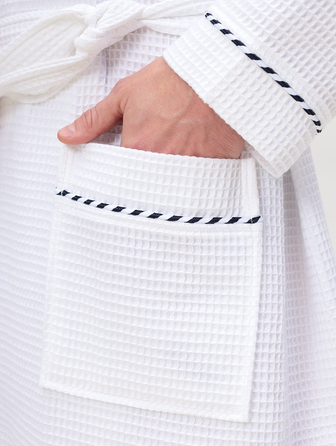 Waffelpiqué-Bademantel aus hochwertiger Baumwolle in Kimono Schnitt für jede Gelegenheit