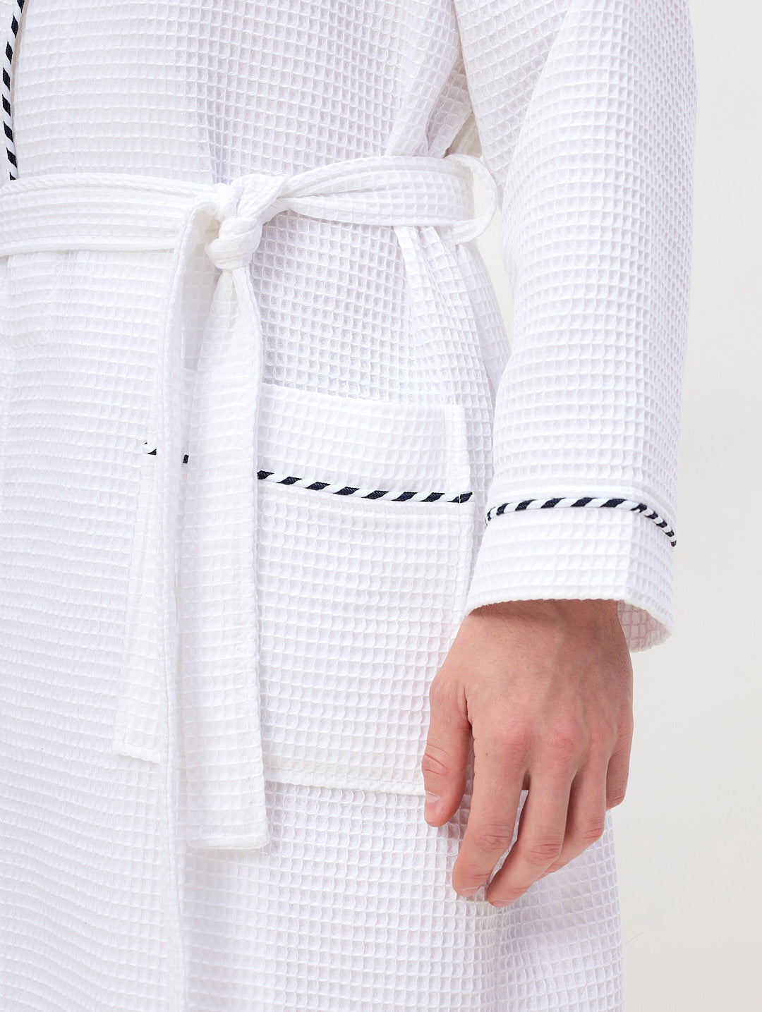 Waffelpiqué-Bademantel aus hochwertiger Baumwolle in Kimono Schnitt für jede Gelegenheit