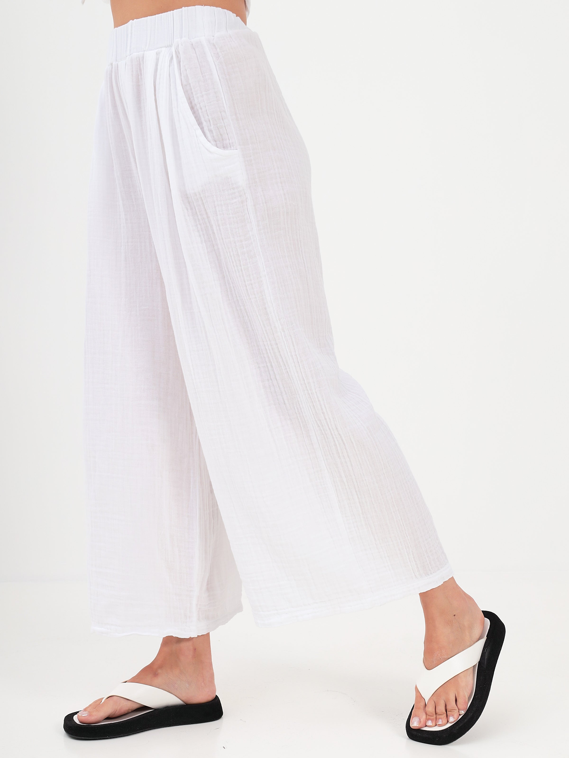 Damen Sommer und Freizeit Mode - Hose und Top aus lässige Musselin