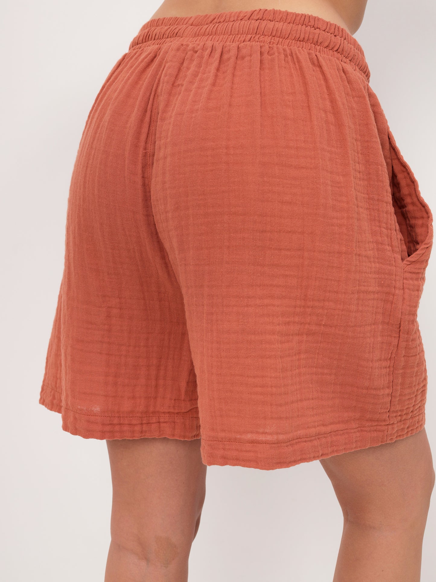Women's Summer Fashion T-Shirt and Shorts Set Made of Casual Muslin with Drawstring Leisure Shorts