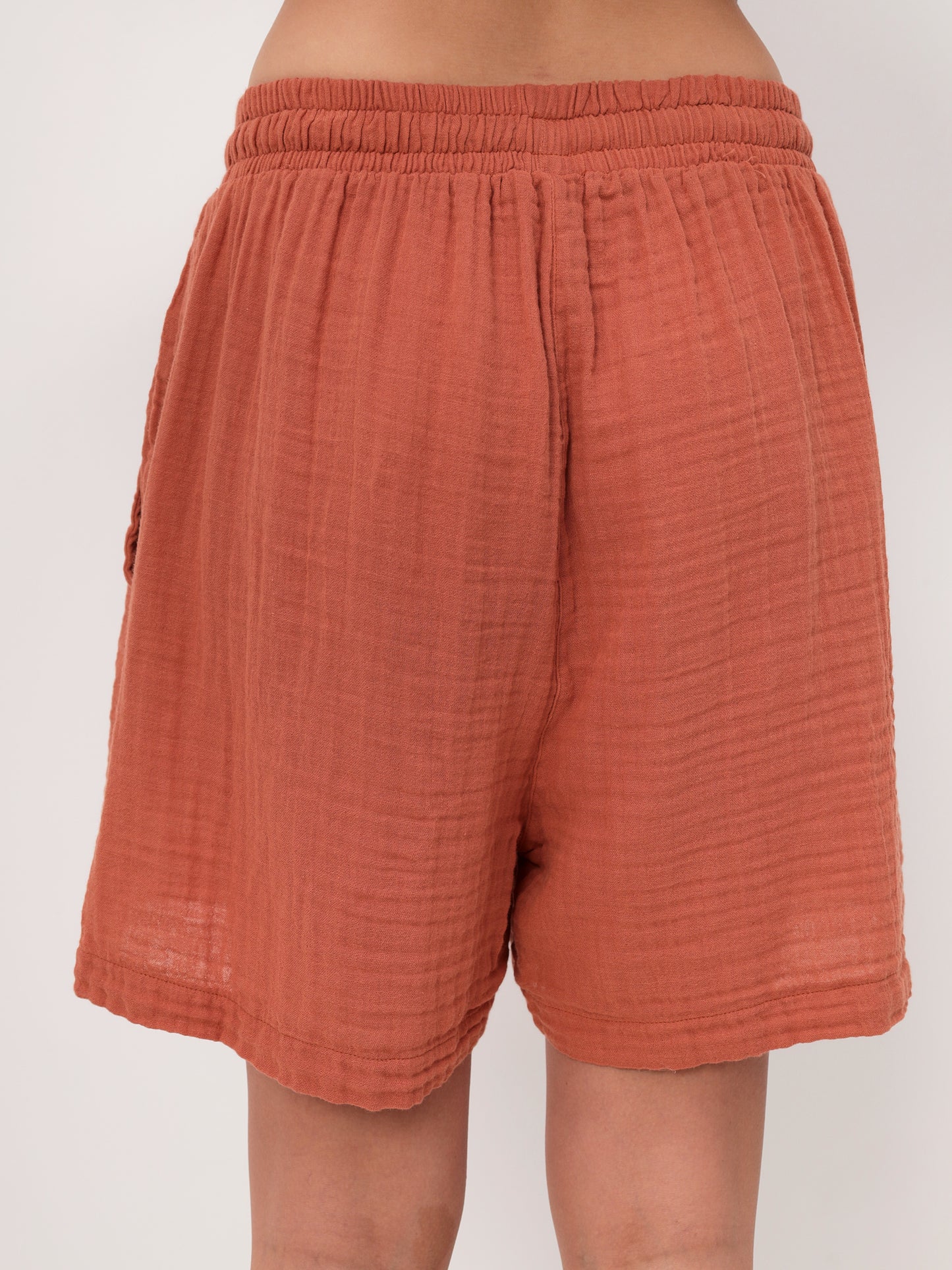 Women's Summer Fashion T-Shirt and Shorts Set Made of Casual Muslin with Drawstring Leisure Shorts