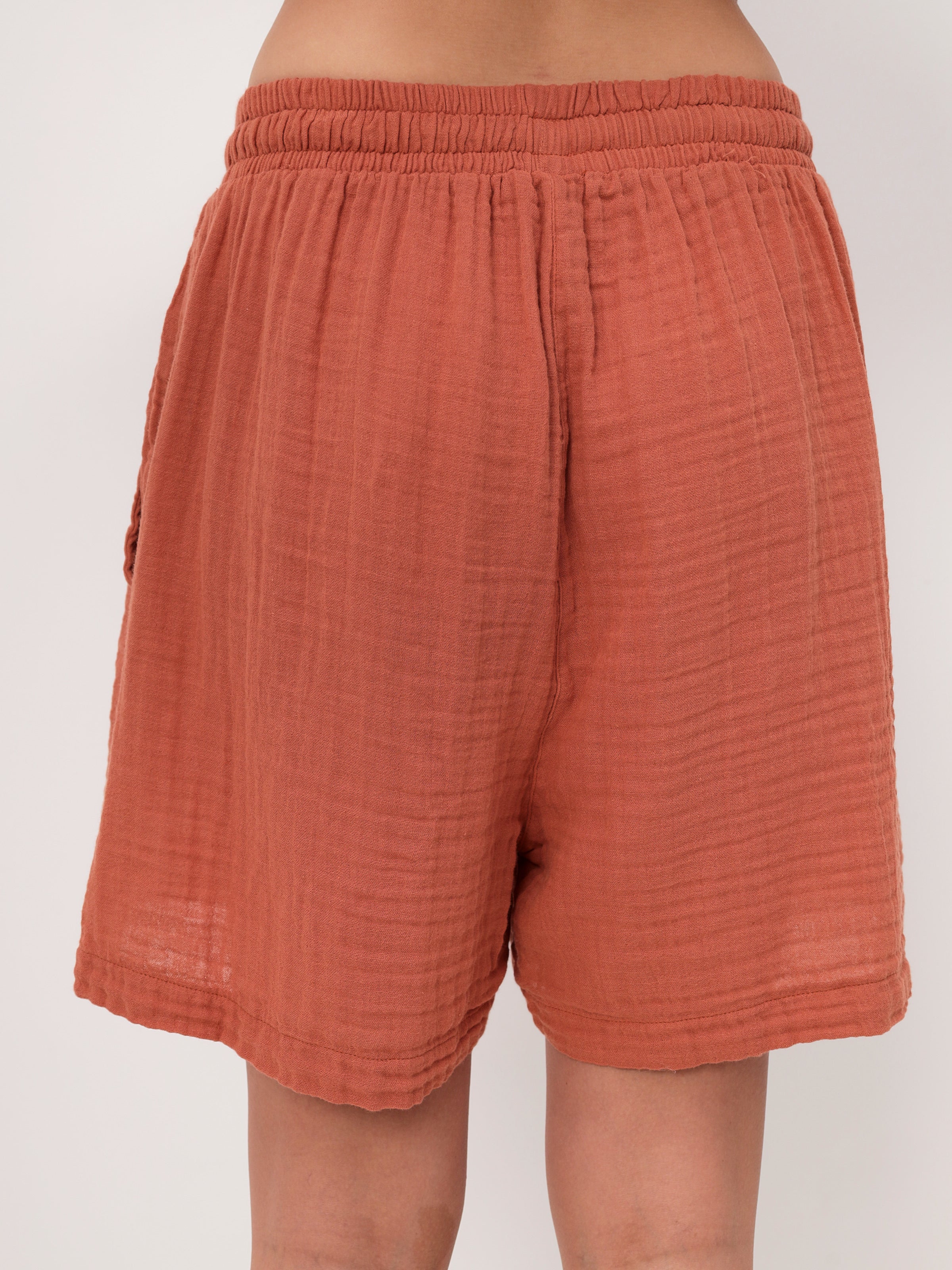 Damen Sommer Mode T-Shirt und Short Hosen Set aus lässige Musselin mit Kordelzug Freizeit Shorts