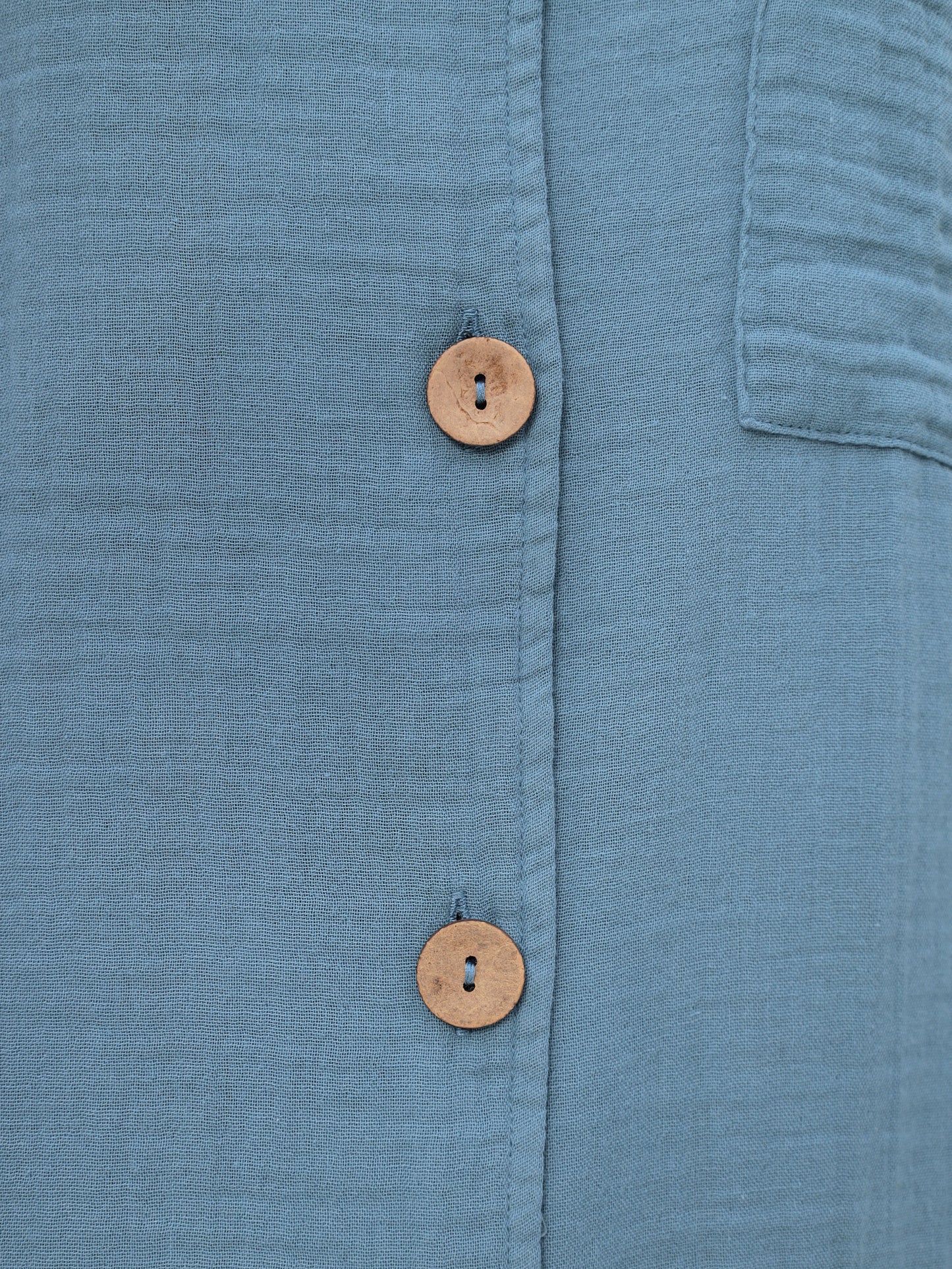 Damen Sommer Mode Hemd aus lässige Musselin Freizeit LMS-6489 Blau