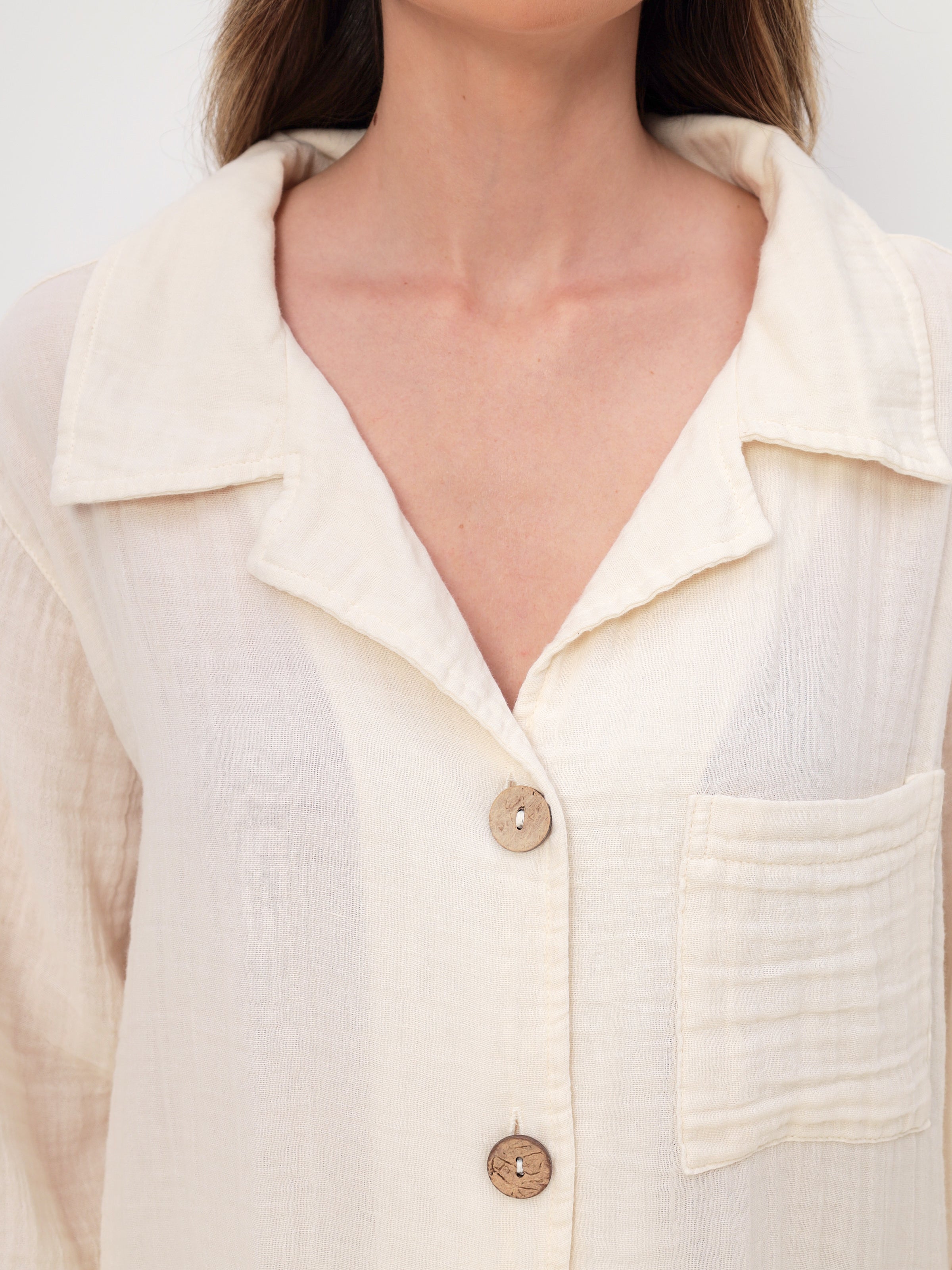 Damen Sommer und Freizeit Mode - Hemd aus lässige Musselin