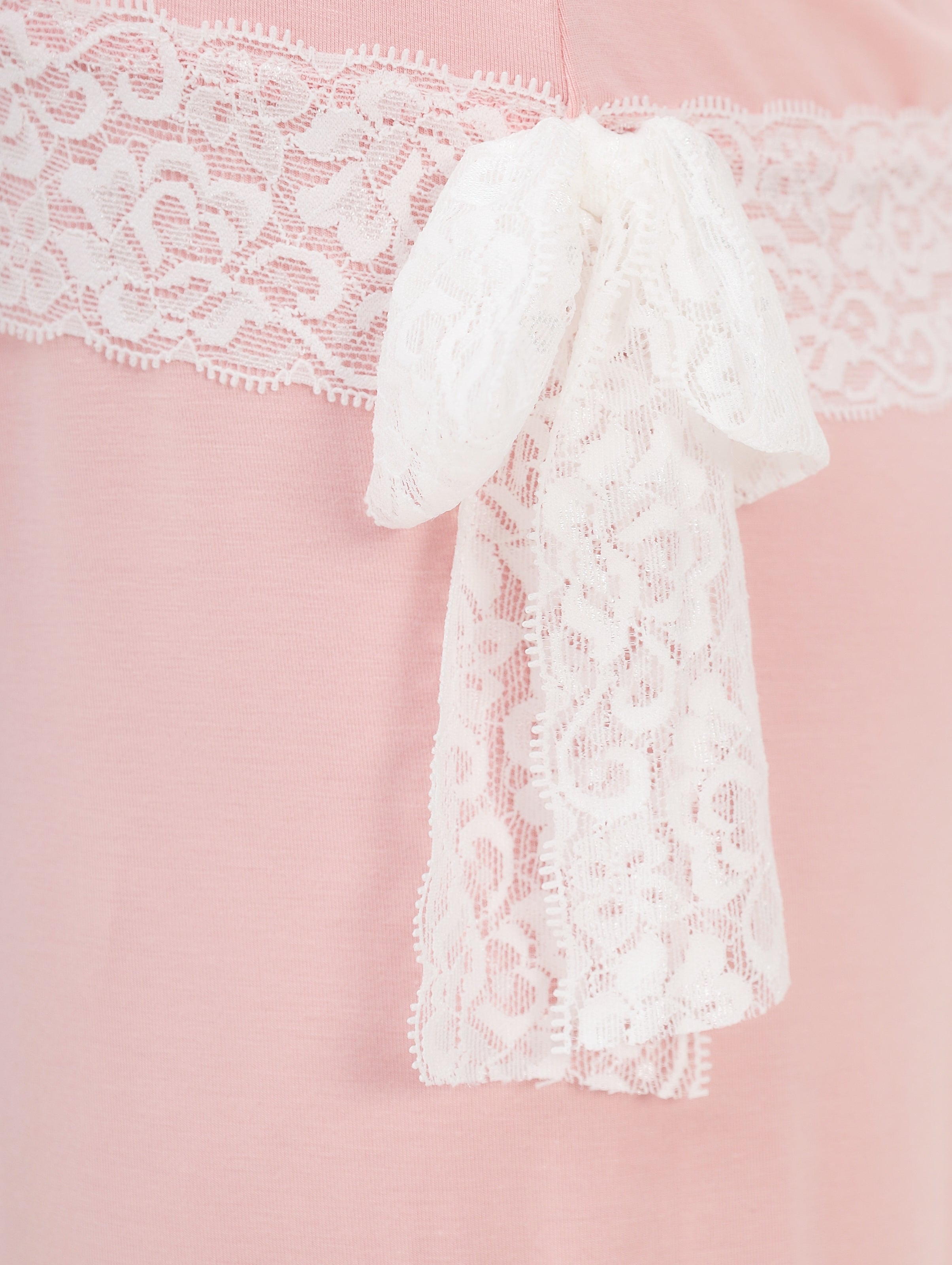 Damen Pyjama Set mit zauberhafter Spitze im Oberteil und einer Schleife