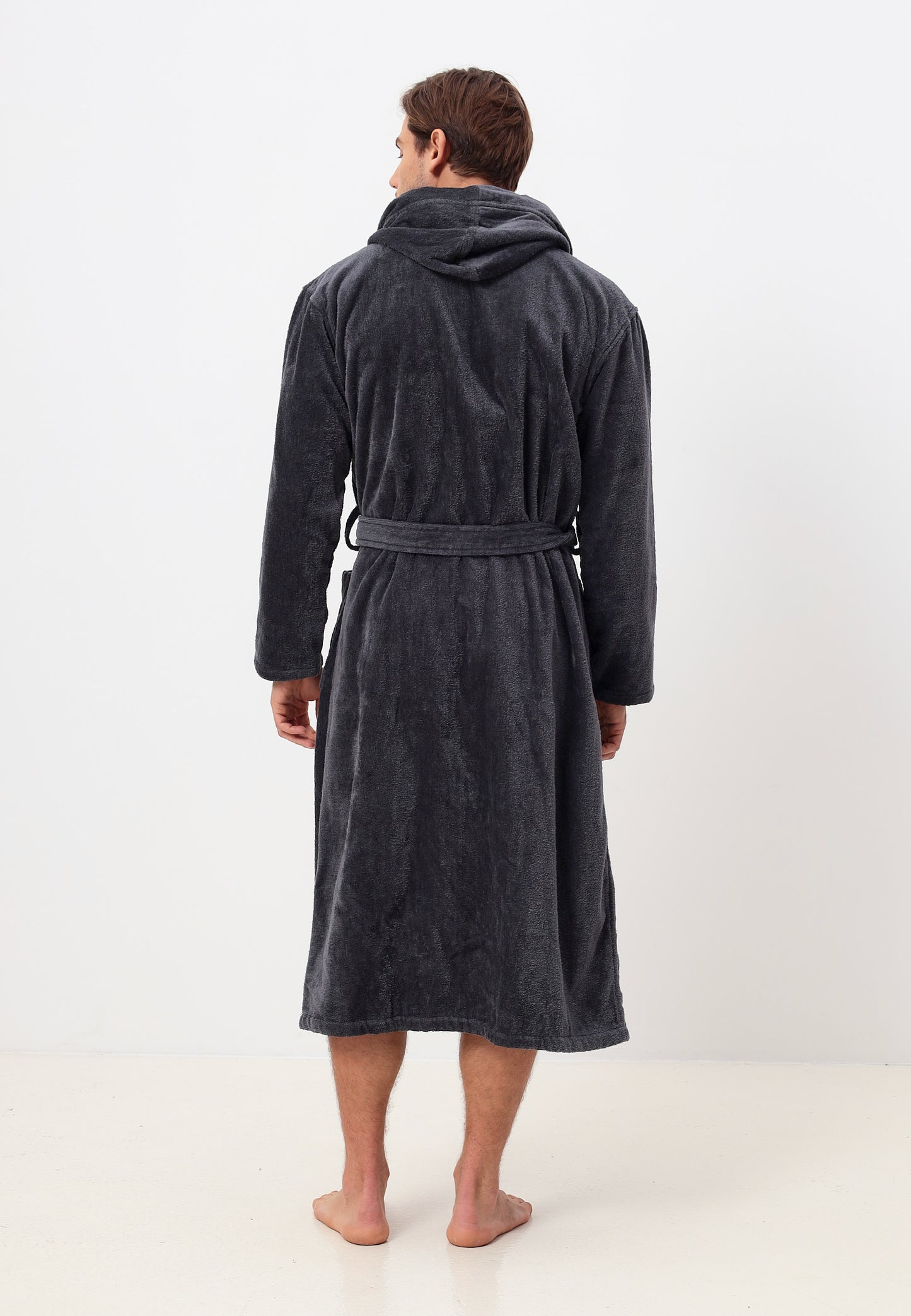 Peignoir élégant pour hommes en coton de haute qualité avec capuche en velours