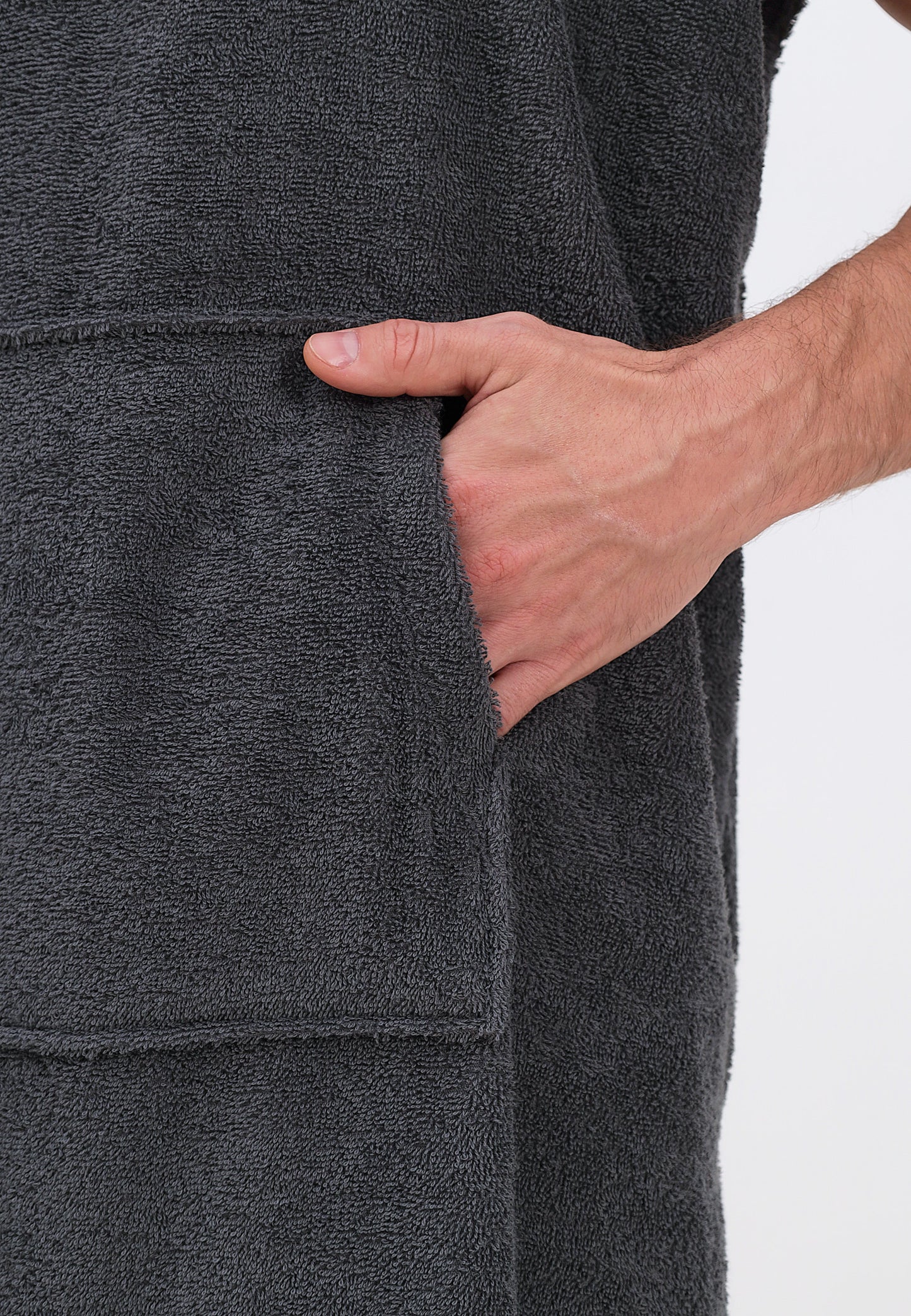 Men's poncho with hood made of 100% cotton