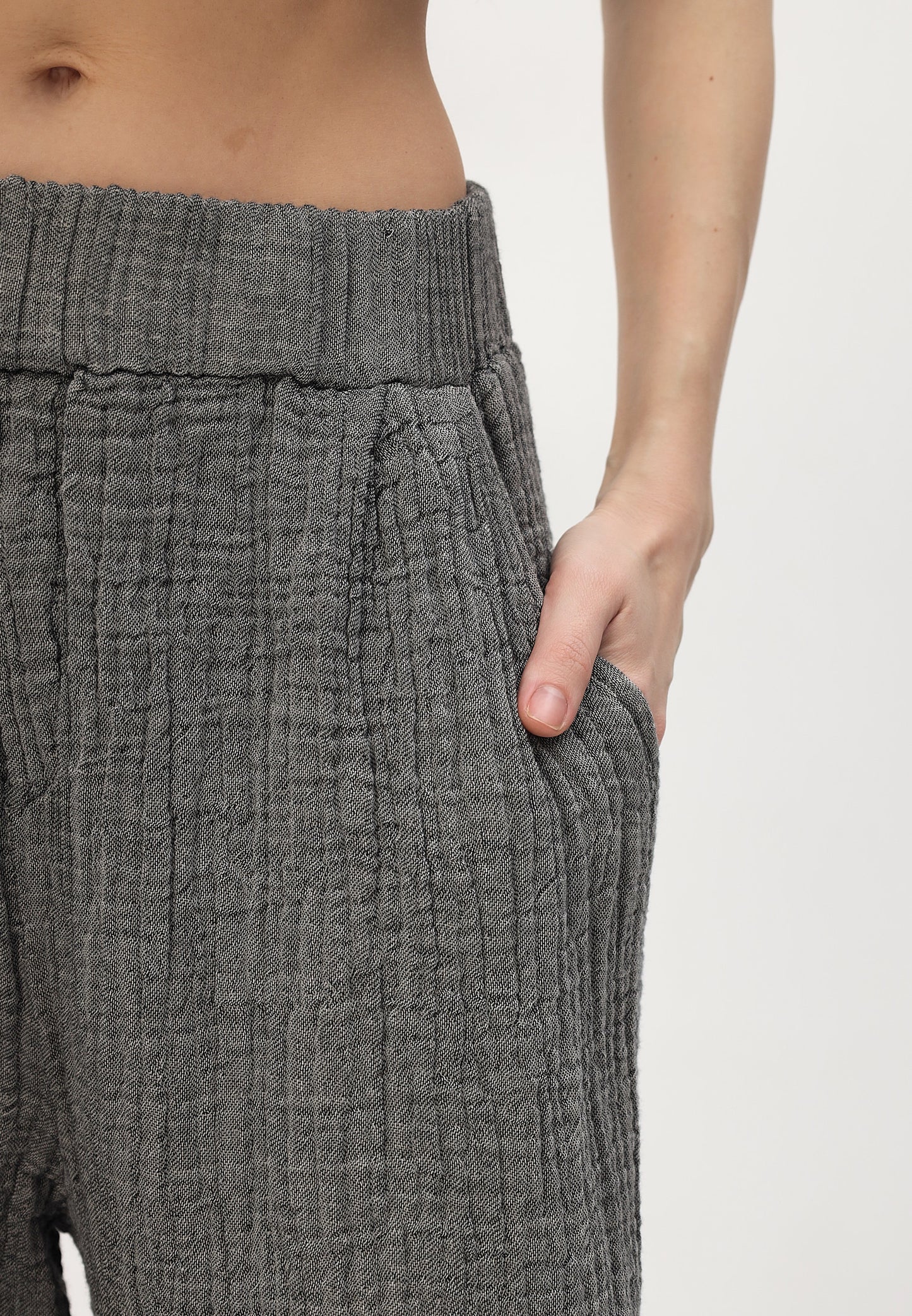 Damen Sommer Mode Hose aus lässige Musselin Freizeit Pants LMS-6622 Schwarz