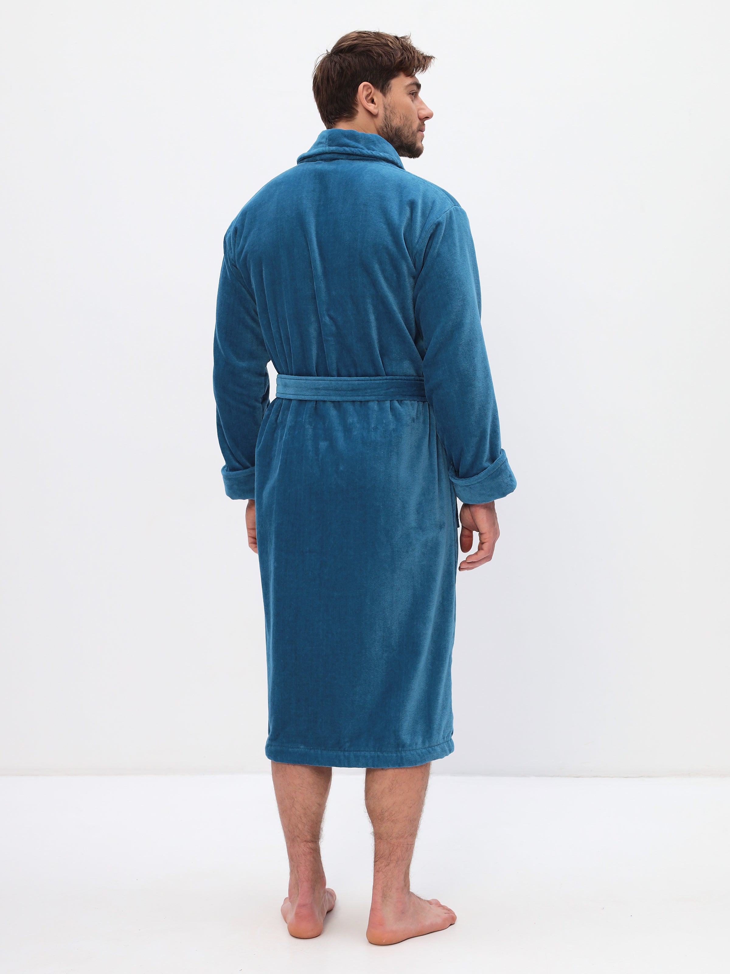 Edeler Schalkragen Herrenbademantel aus hochwertiger Baumwolle in Velour
