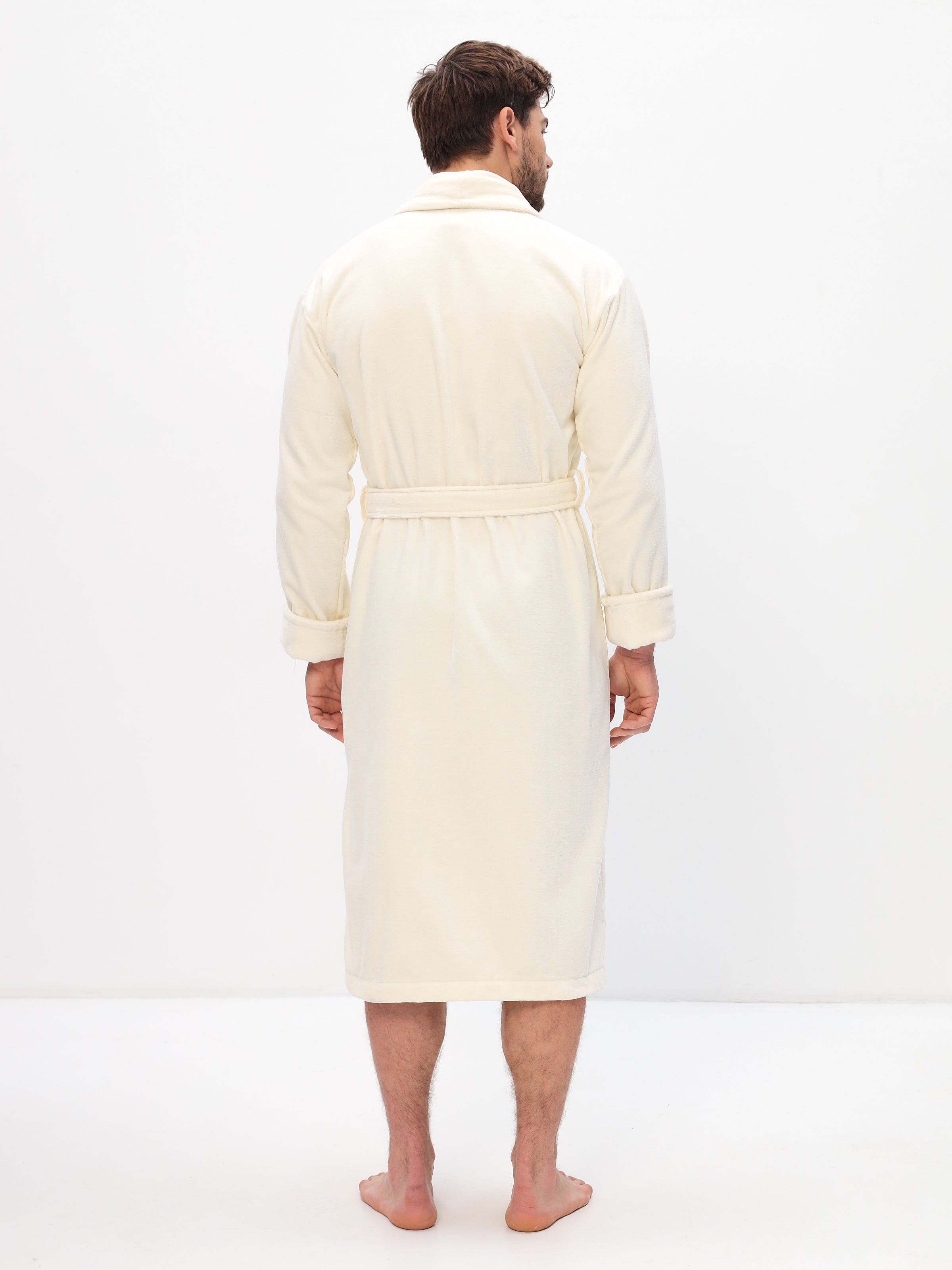 Edeler Schalkragen Herrenbademantel aus hochwertiger Baumwolle in Velour