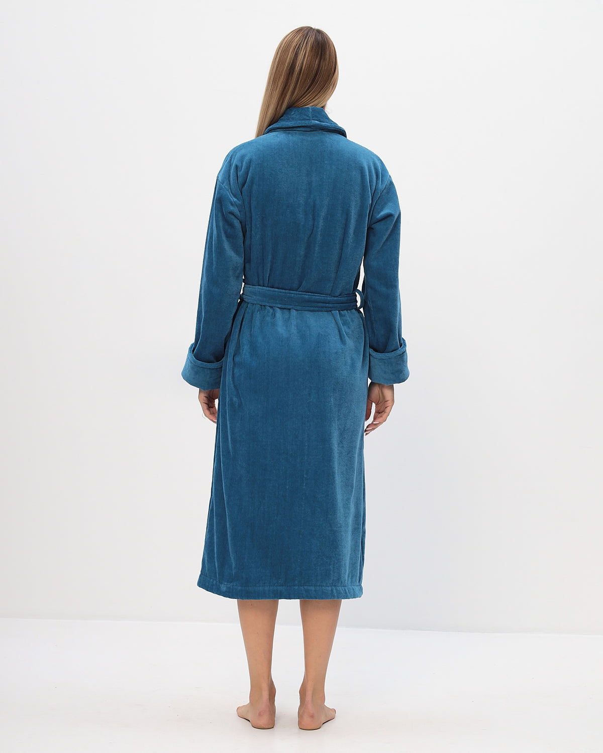 Noble shawl collar men's bathrobe made of high-quality cotton in velour