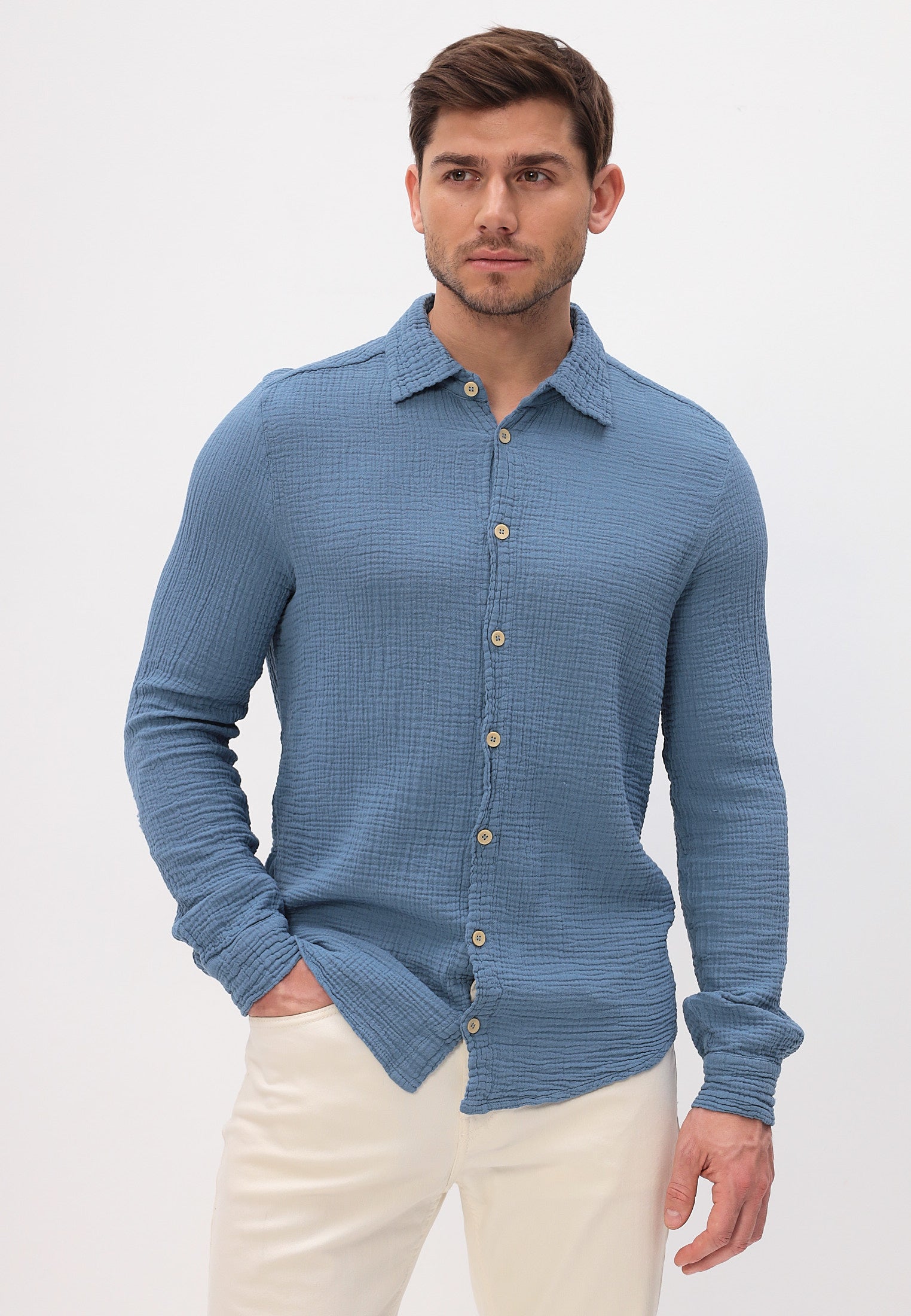 Herren Sommer und Freizeit Mode Hemd aus lässige Musselin