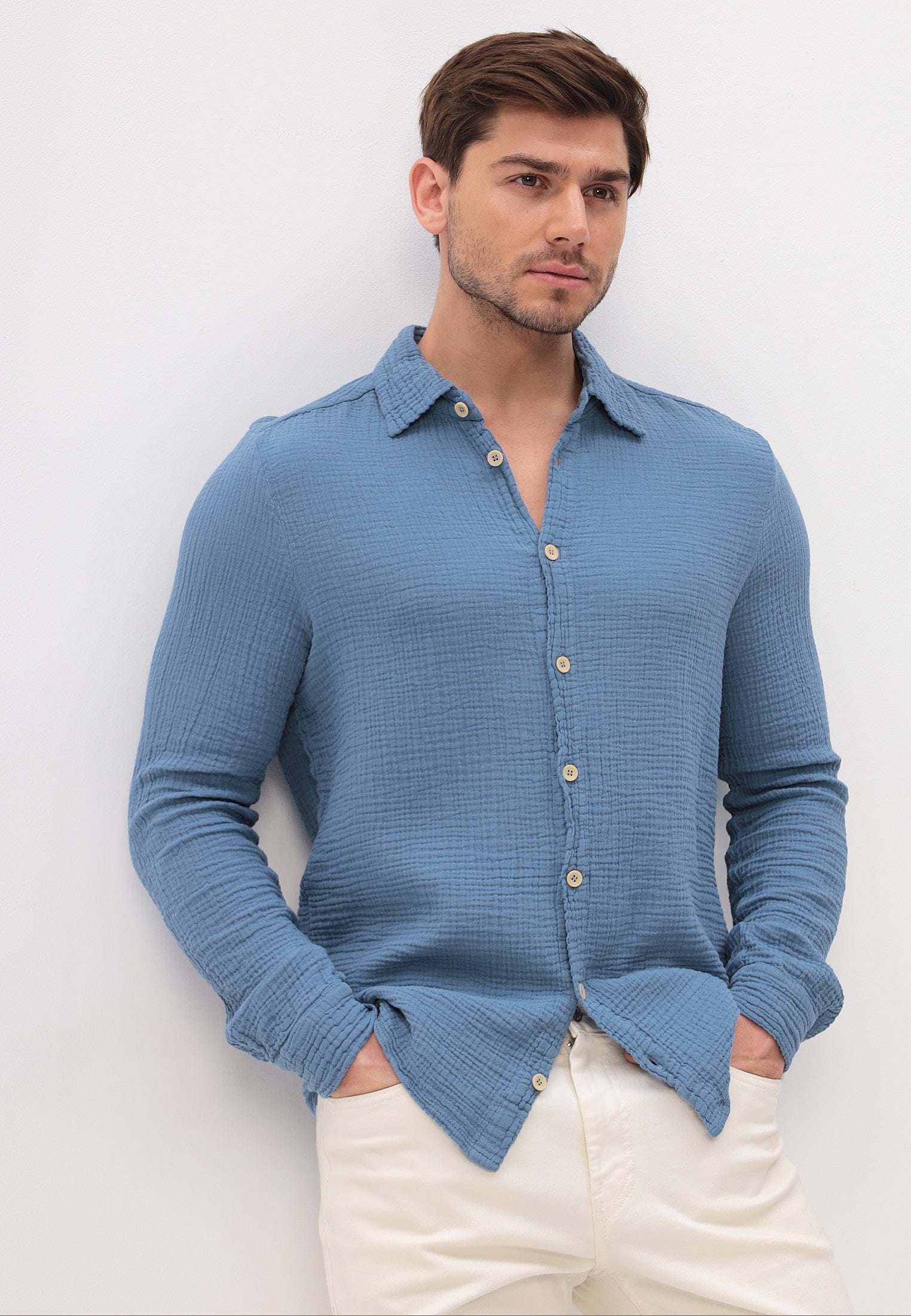 Herren Sommer und Freizeit Mode Hemd aus lässige Musselin