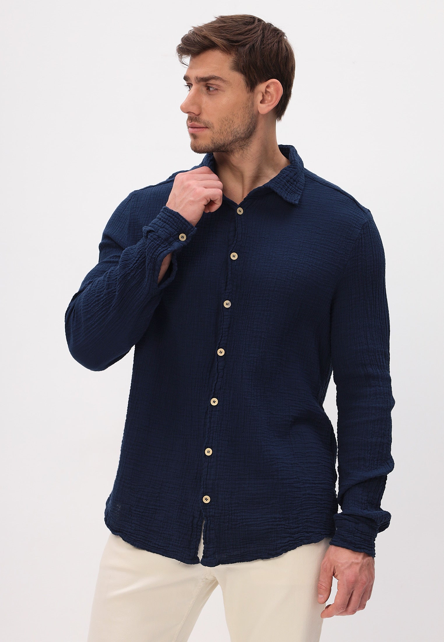 Herren Sommer und Freizeit Mode Hemd aus lässige Musselin