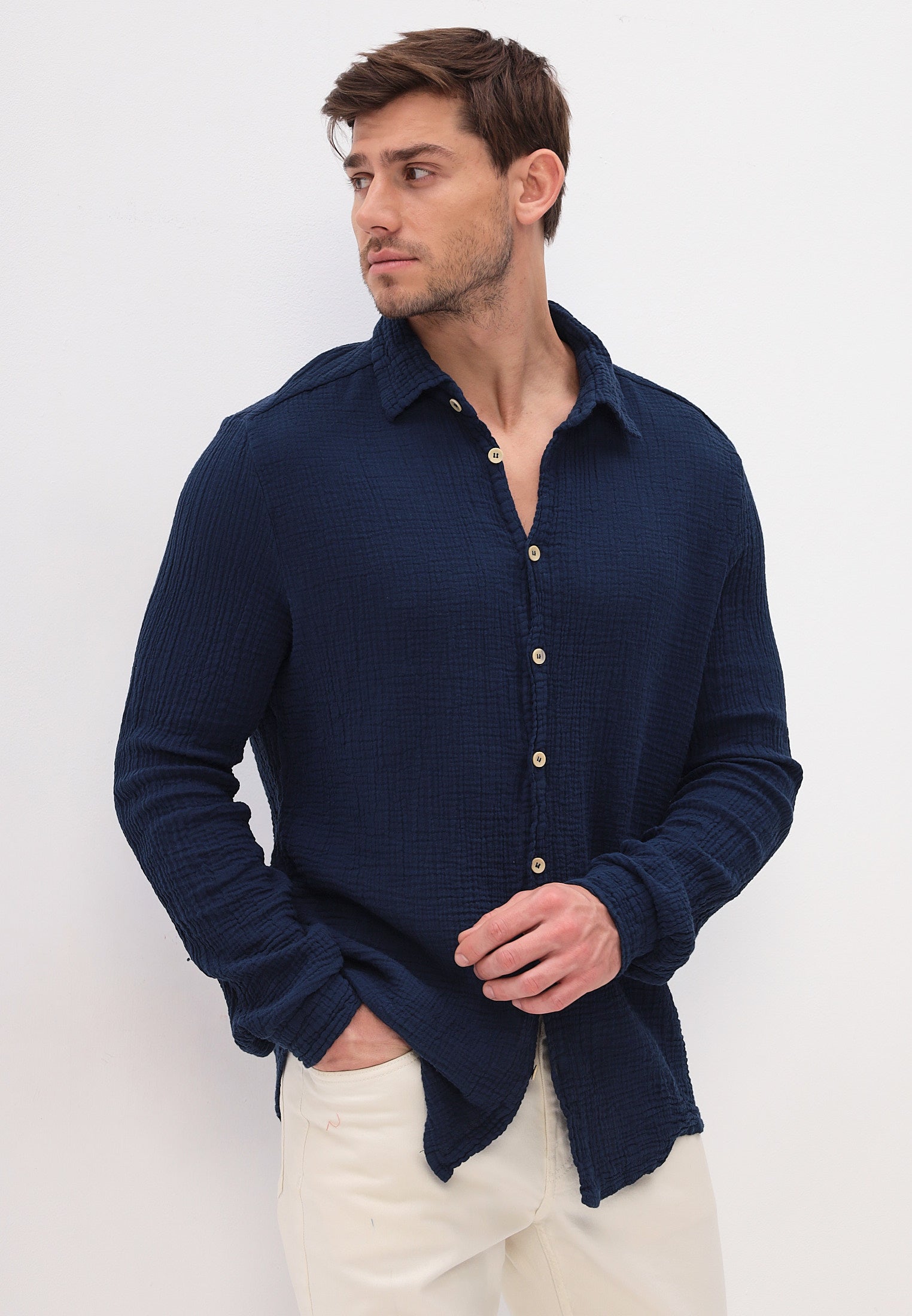 Herren Sommer und Freizeit Mode Hemd aus lässige Musselin