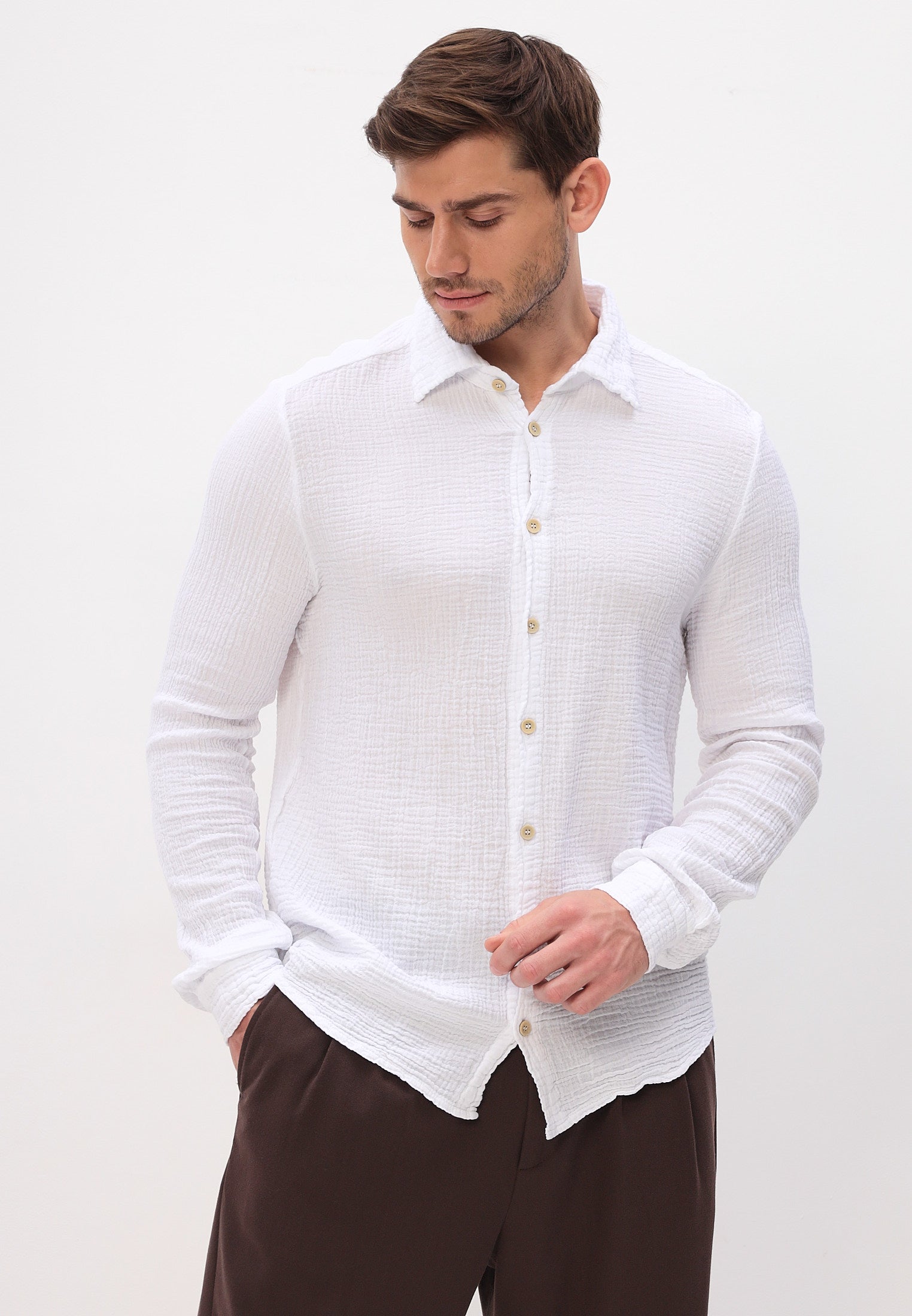 Herren Sommer und Freizeit Mode Hemd aus lässige Musselin