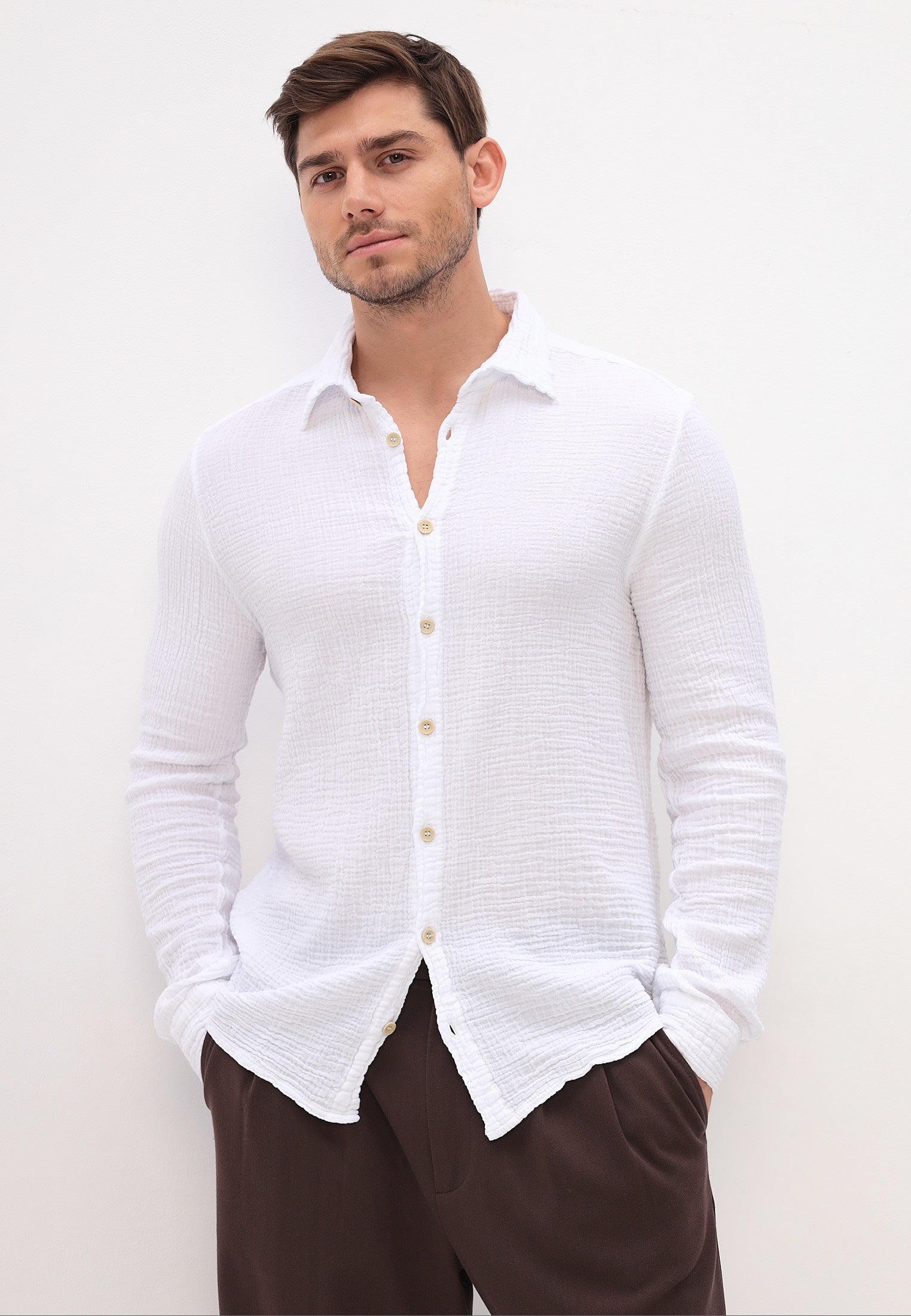 Herren Sommer und Freizeit Mode Hemd aus lässige Musselin