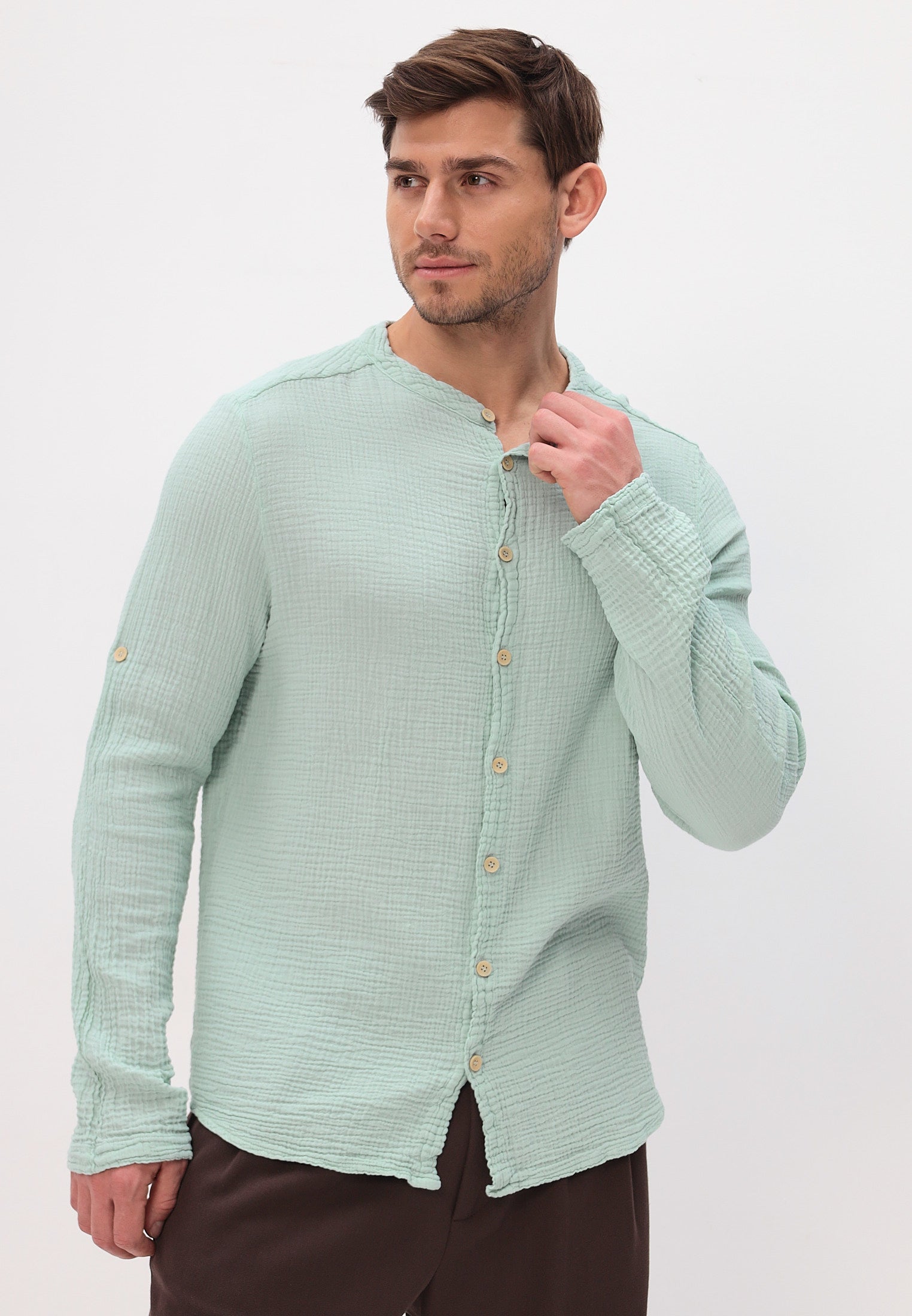 Herren Sommer und Freizeit Mode Hemd aus lässige Musselin