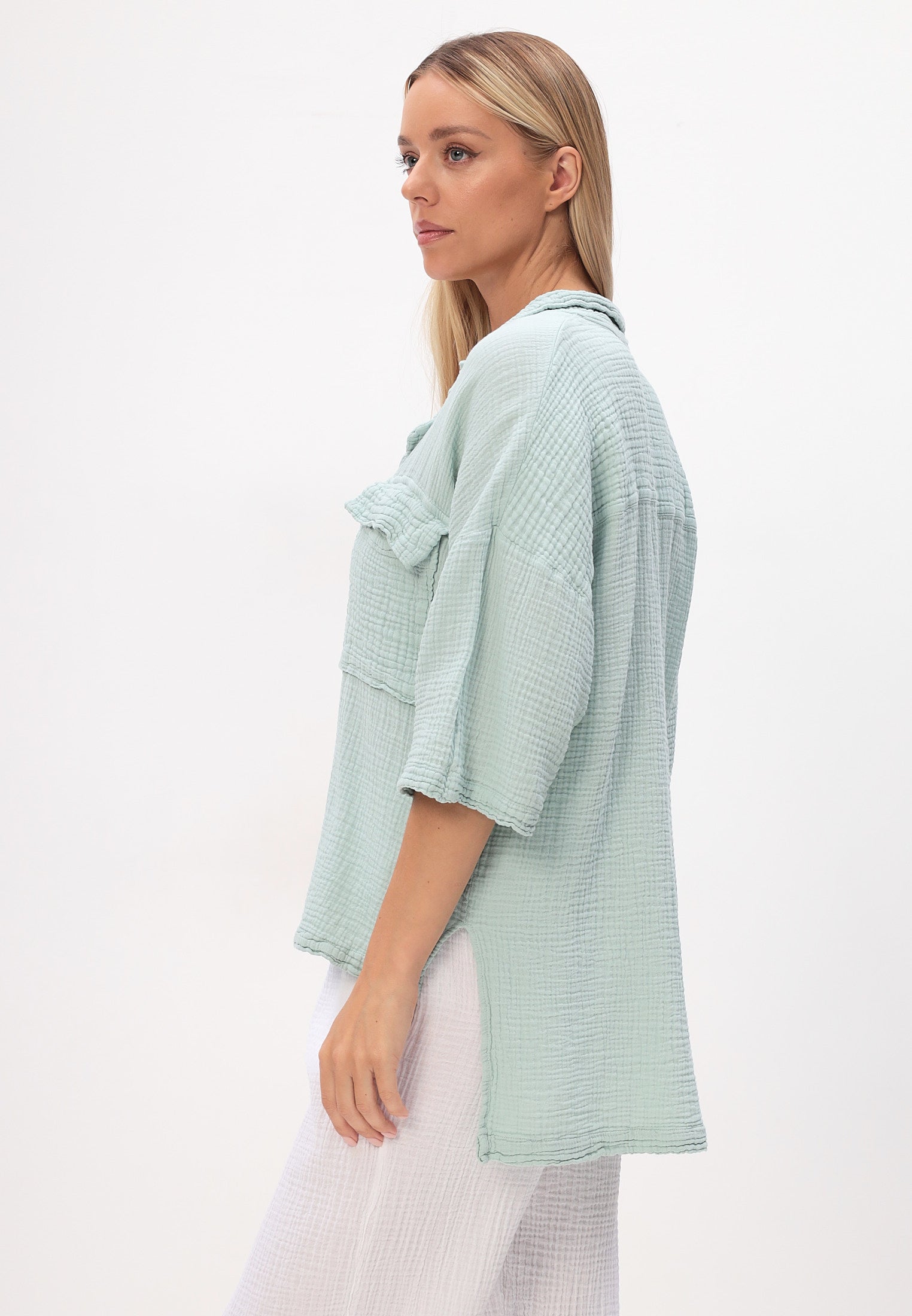 Damen Sommer und Freizeit Mode - Hemd aus lässige Musselin