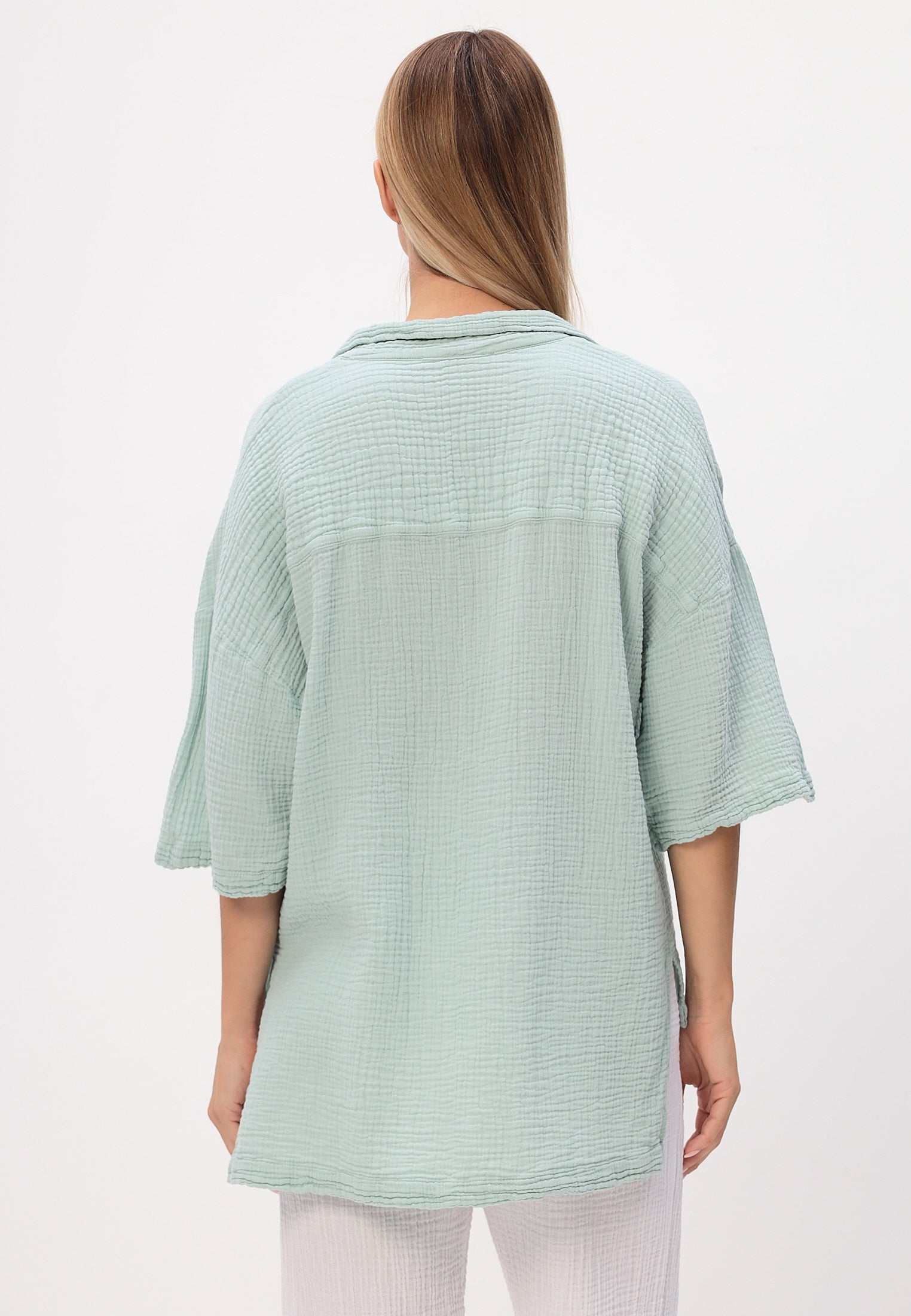 Damen Sommer und Freizeit Mode - Hemd aus lässige Musselin