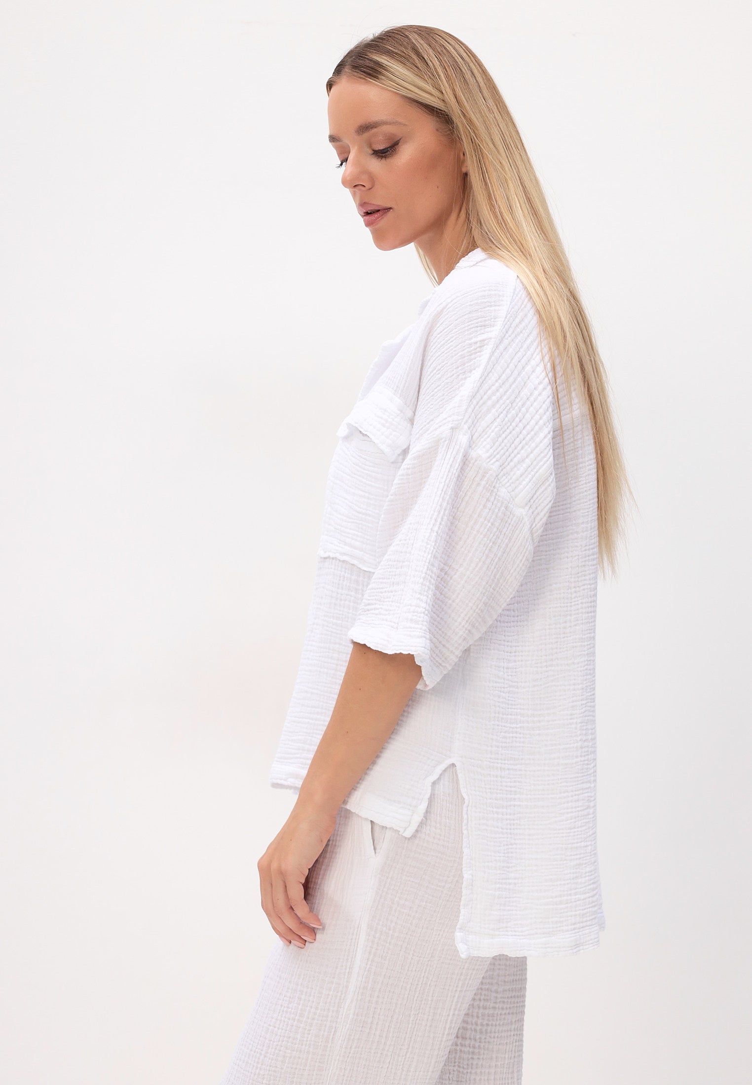 Damen Sommer und Freizeit Mode - Hemd aus lässige Musselin