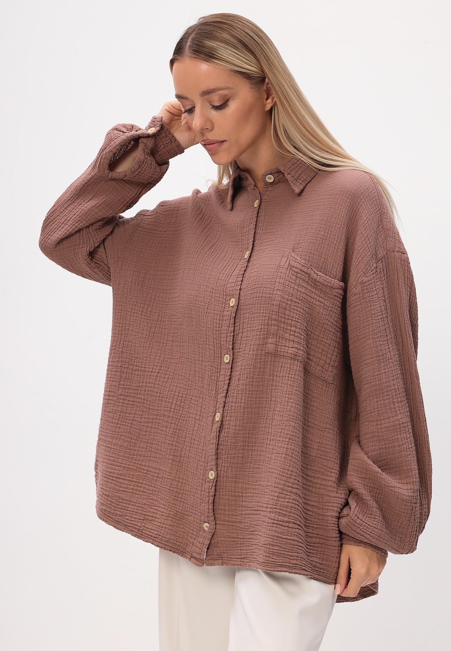 Damen Sommer und Freizeit Mode Hemd aus lässige Musselin