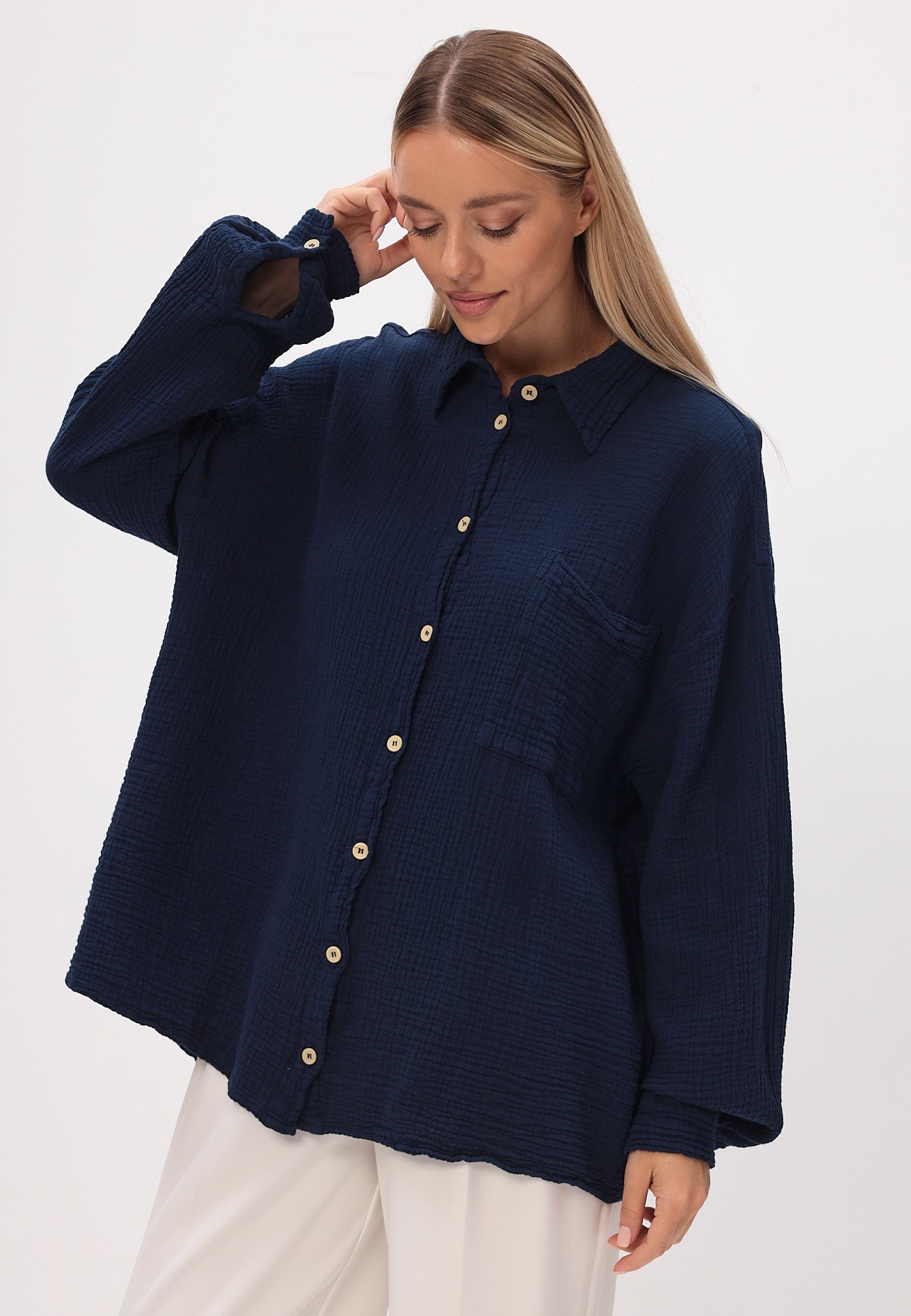 Damen Sommer und Freizeit Mode Hemd aus lässige Musselin