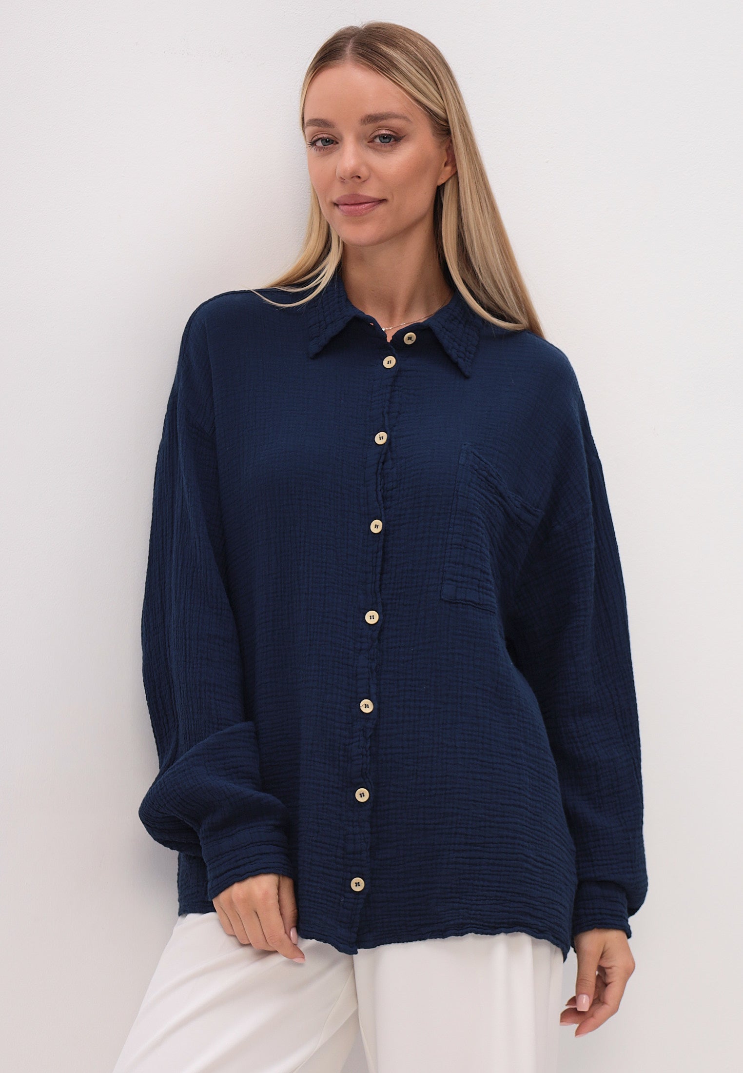 Damen Sommer und Freizeit Mode Hemd aus lässige Musselin