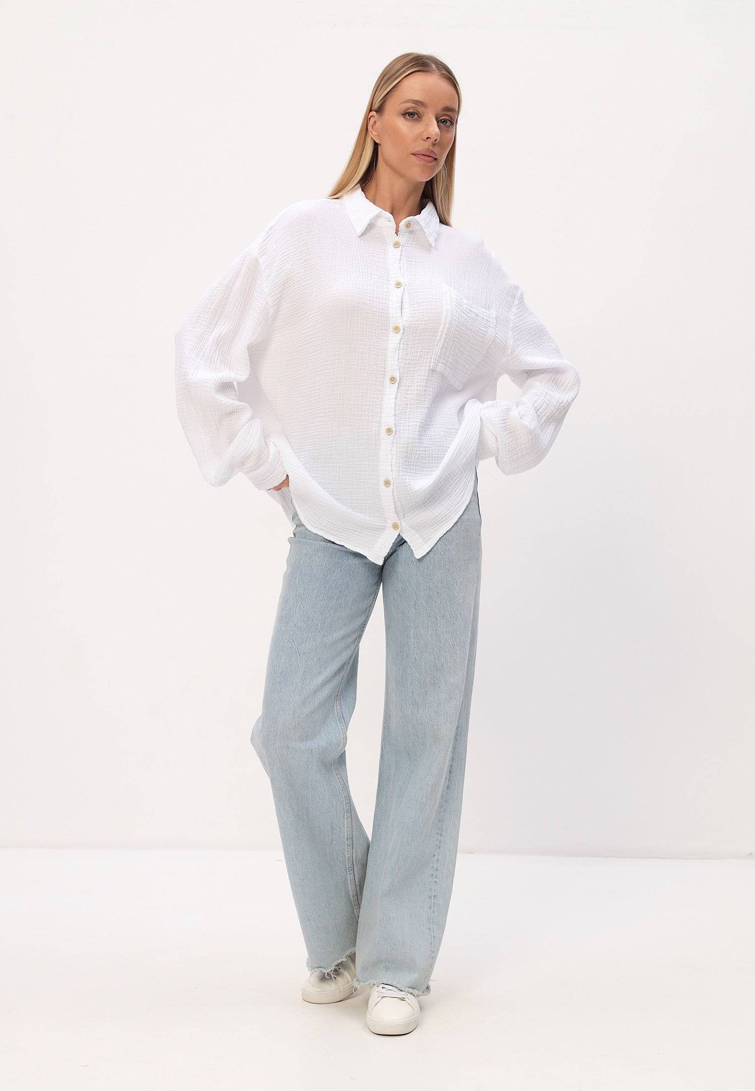 Damen Sommer und Freizeit Mode Hemd aus lässige Musselin