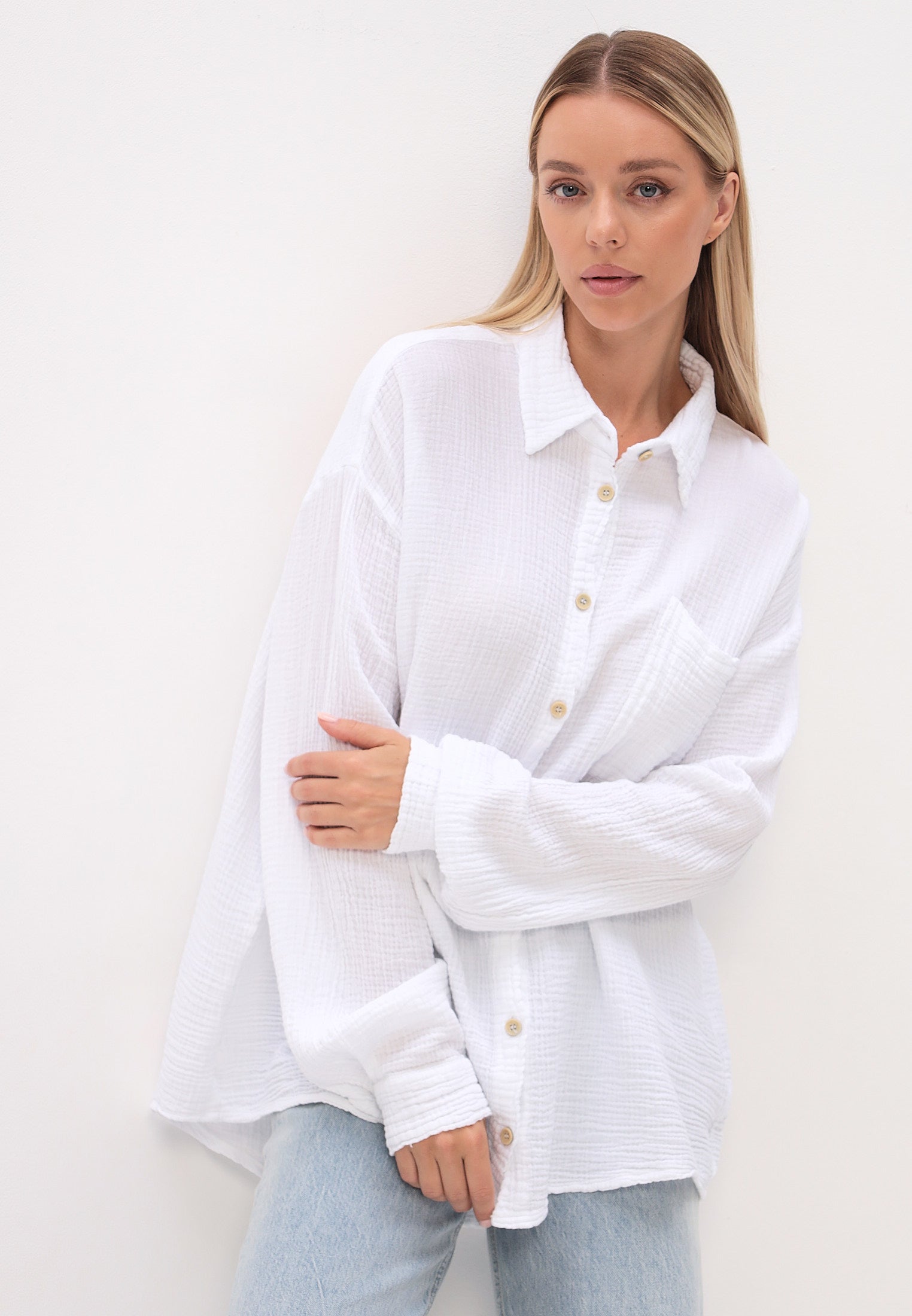 Damen Sommer und Freizeit Mode Hemd aus lässige Musselin