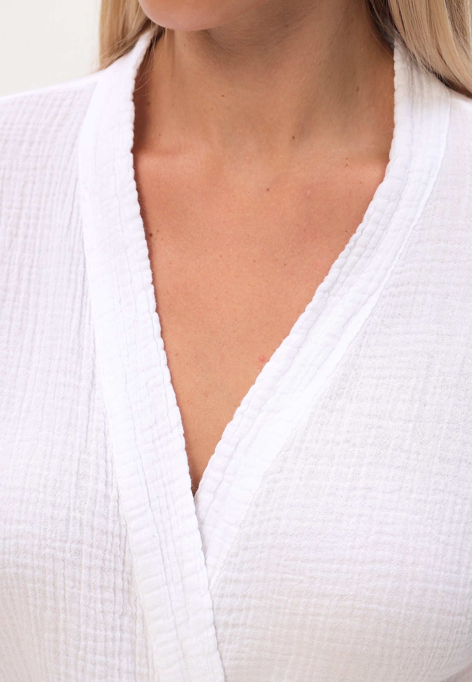 Damen Morgenmantel aus 100% Baumwoll-Musselin