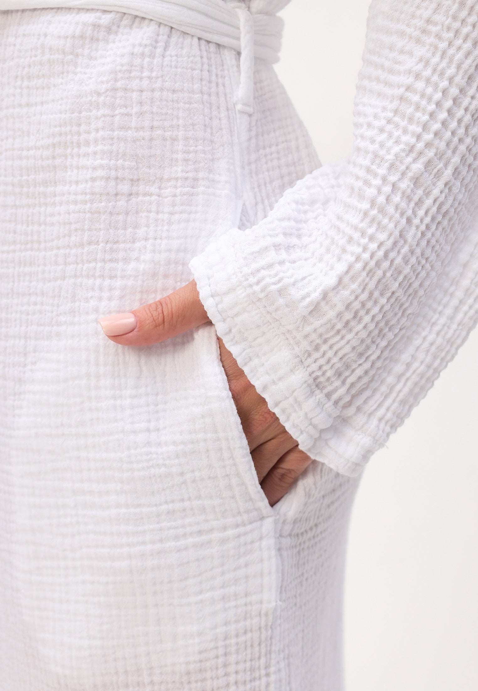 Damen Morgenmantel aus 100% Baumwoll-Musselin