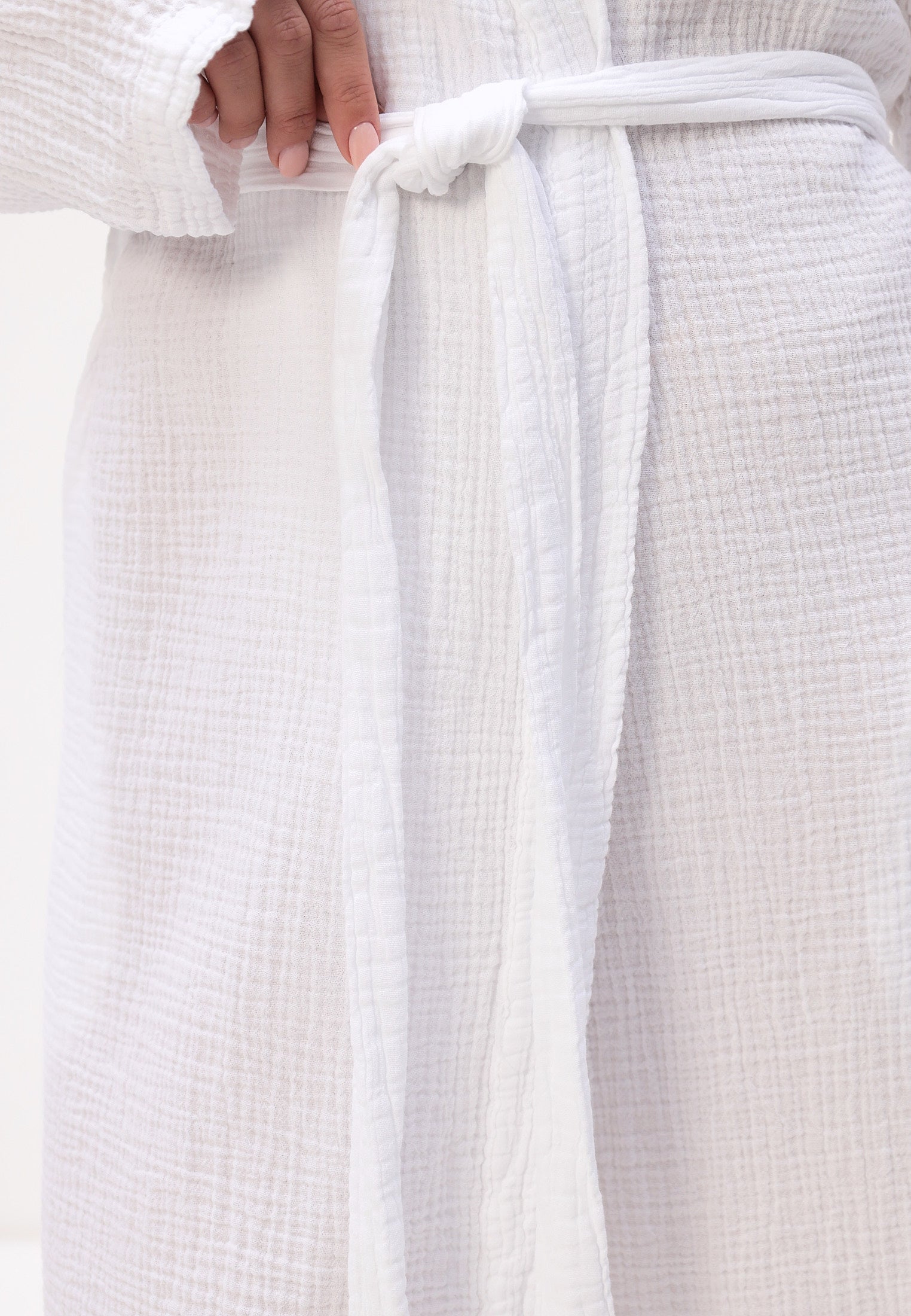 Damen Morgenmantel aus 100% Baumwoll-Musselin