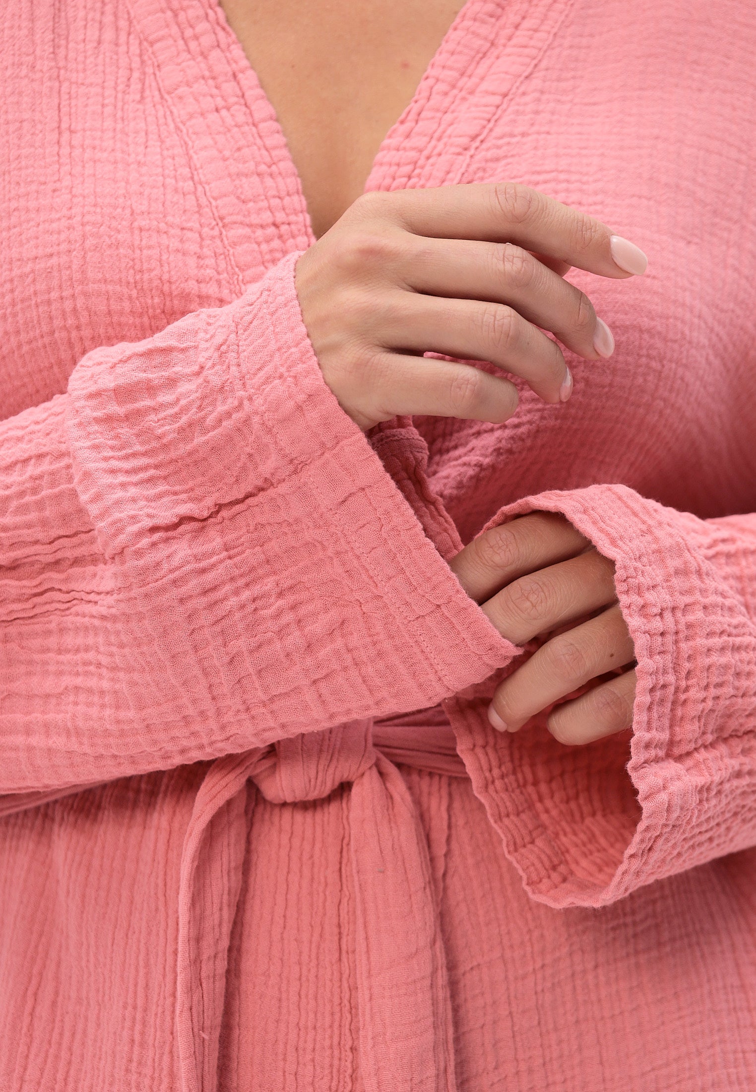 Damen Morgenmantel aus 100% Baumwoll-Musselin