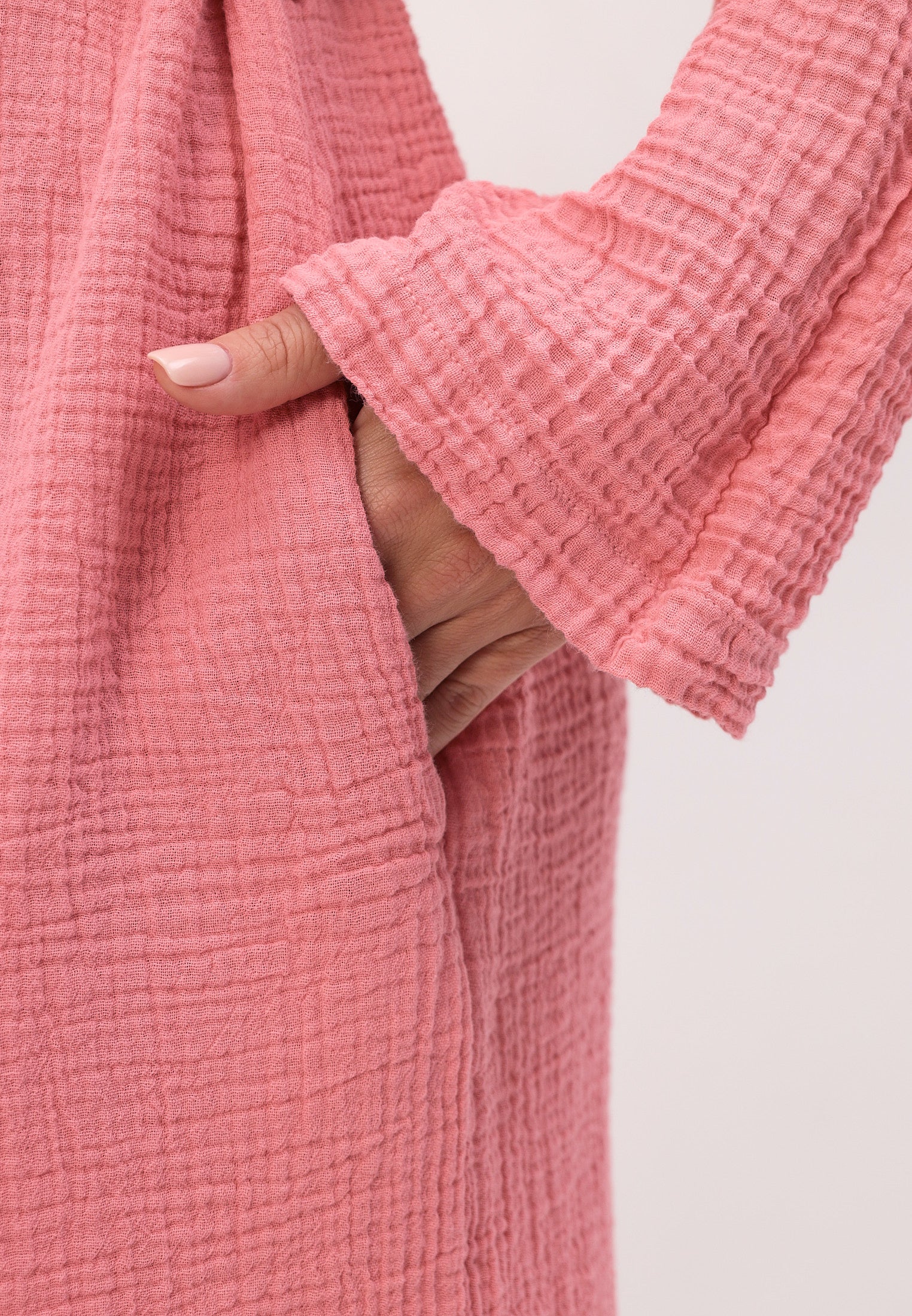 Damen Morgenmantel aus 100% Baumwoll-Musselin