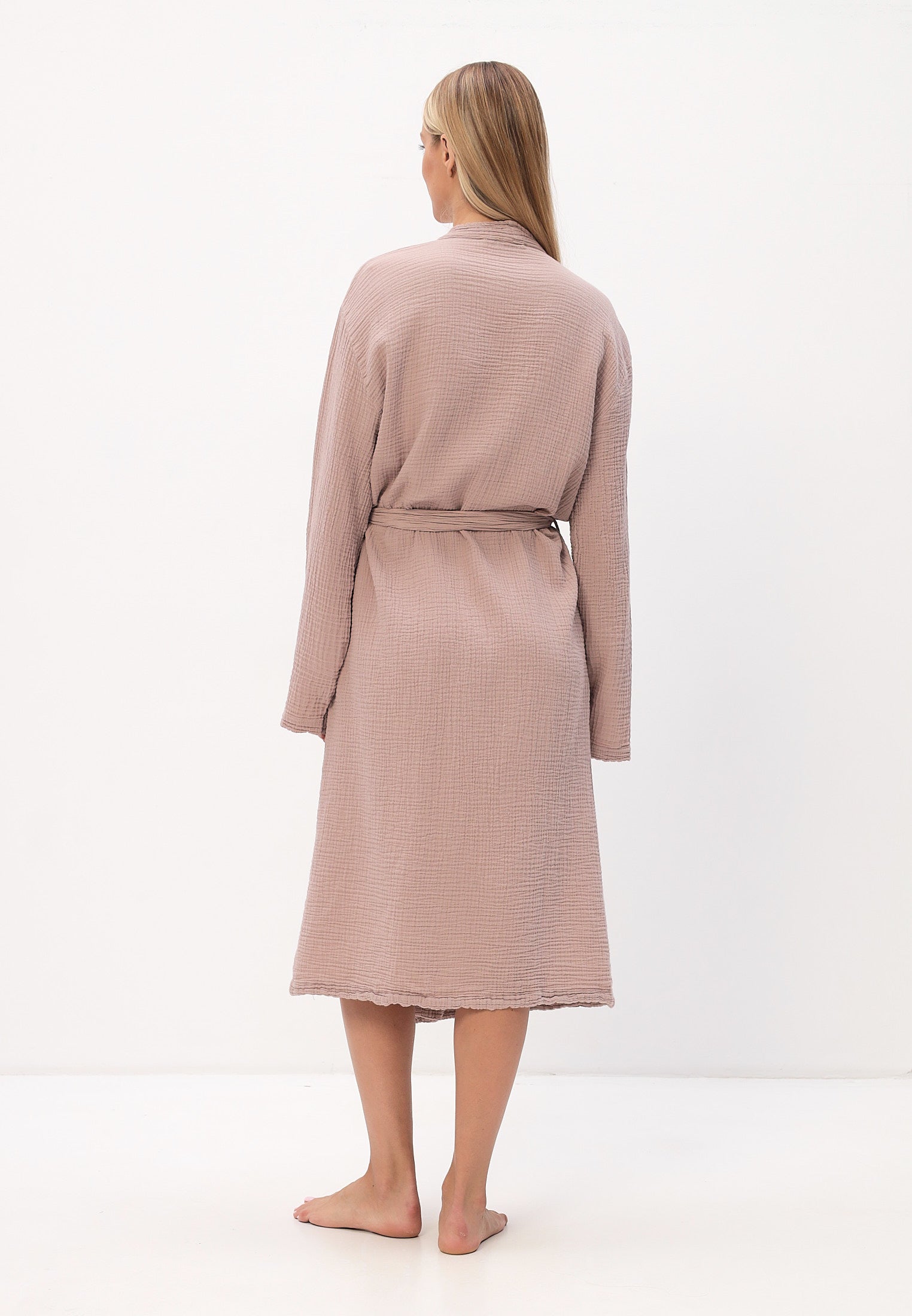 Damen Morgenmantel aus 100% Baumwoll-Musselin