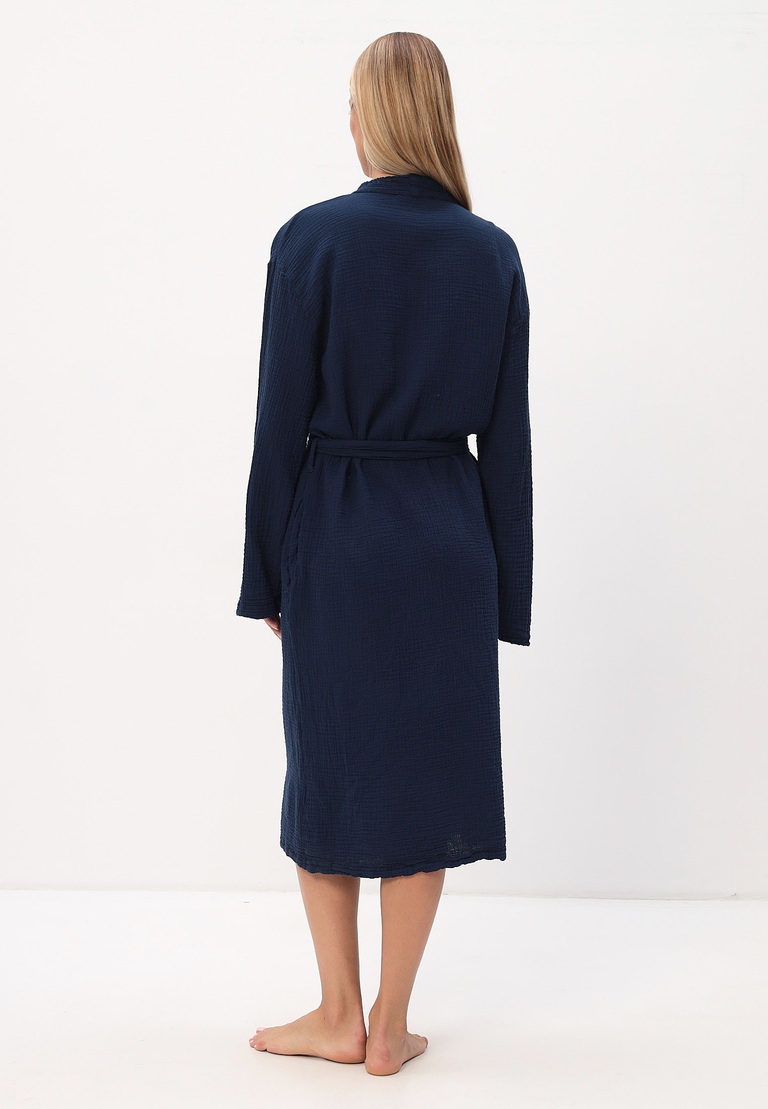 Damen Morgenmantel aus 100% Baumwoll-Musselin