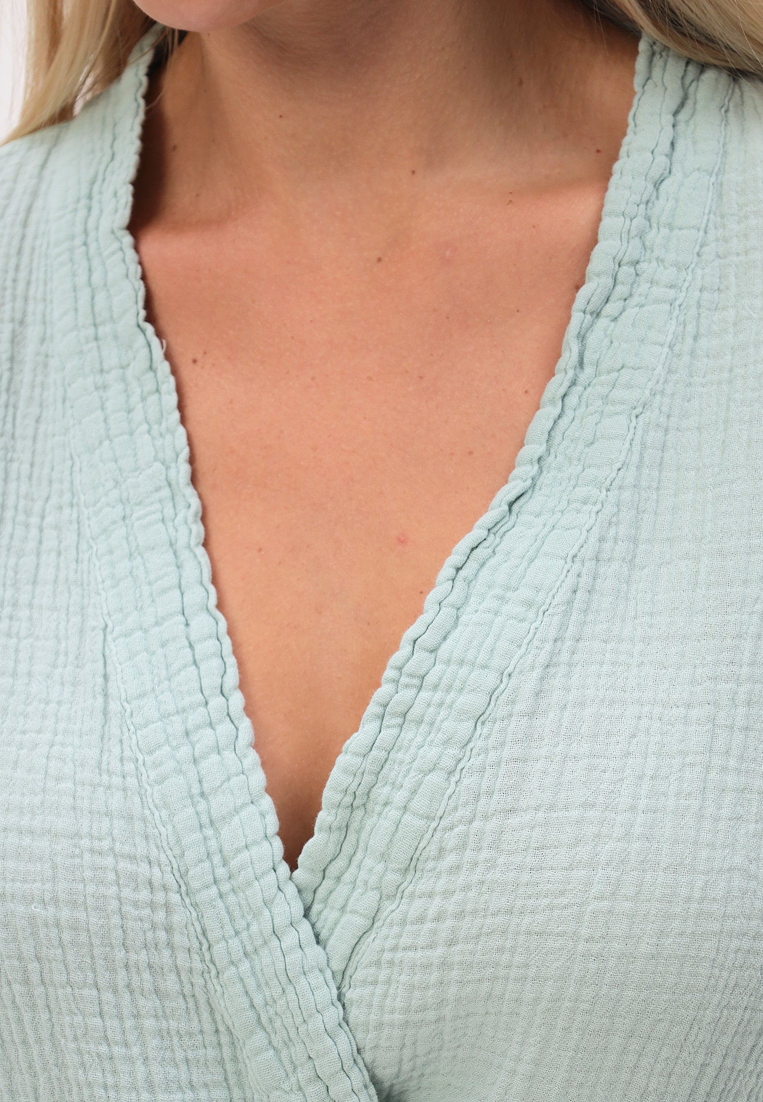 Damen Morgenmantel aus 100% Baumwoll-Musselin