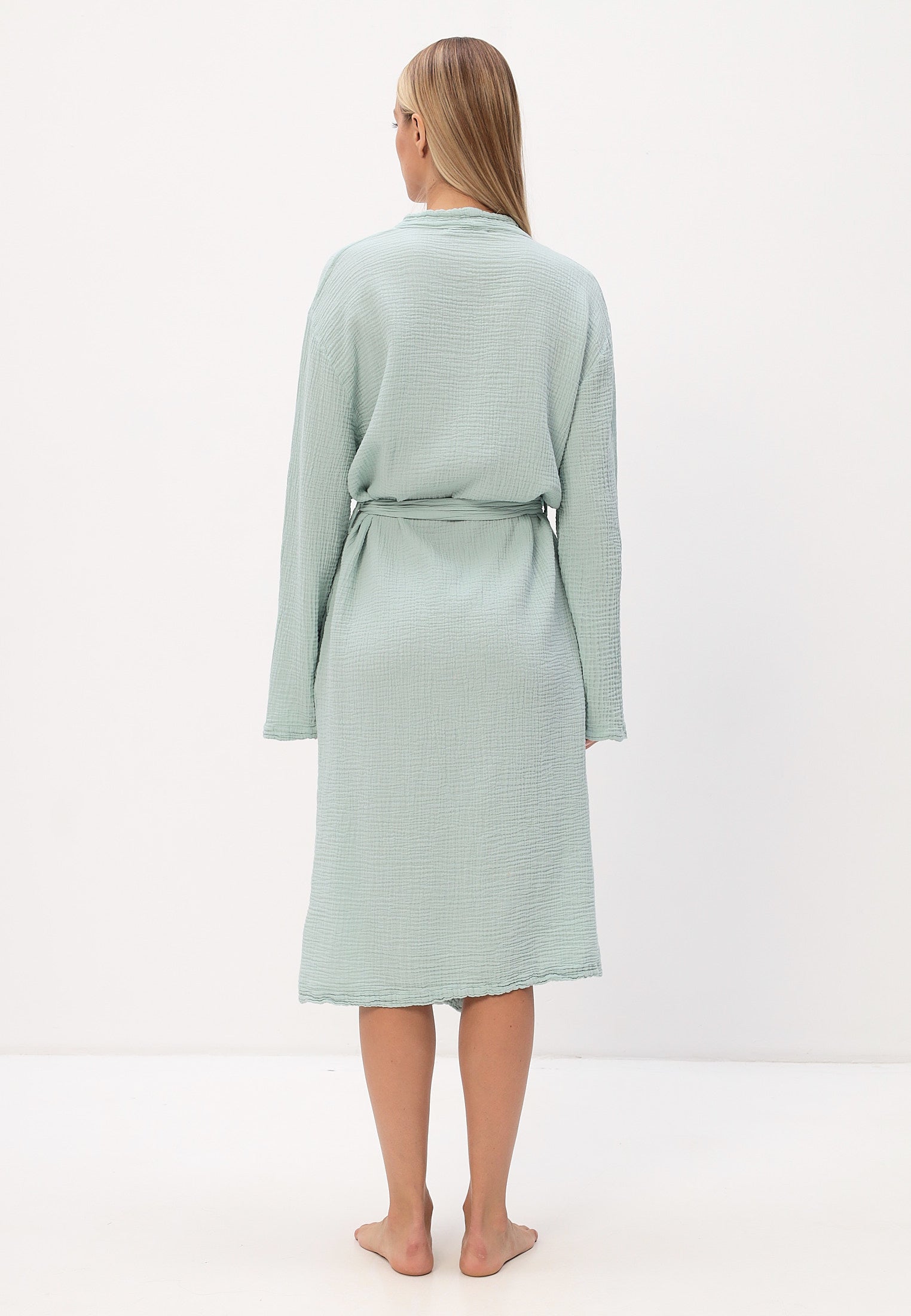 Damen Morgenmantel aus 100% Baumwoll-Musselin