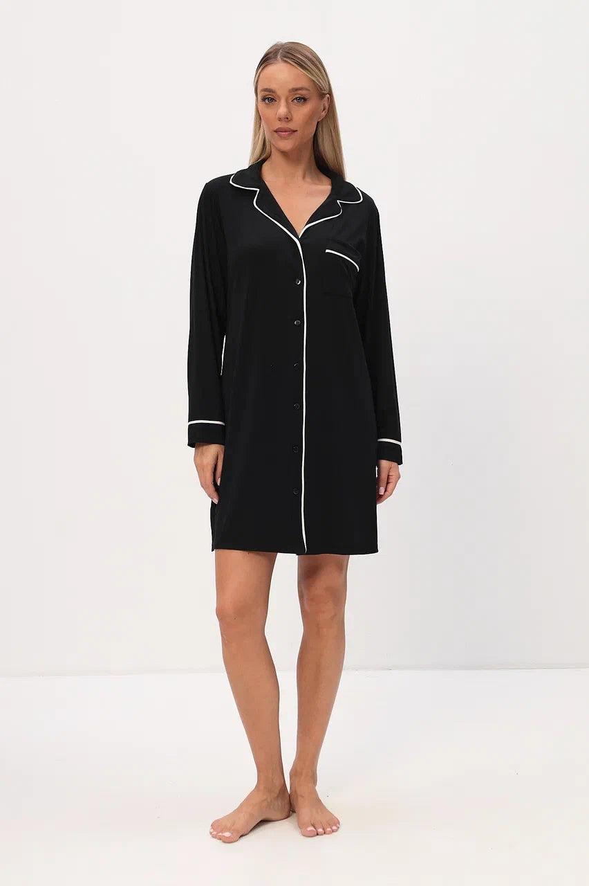 Damen-Nachthemd mit Hemdkragen