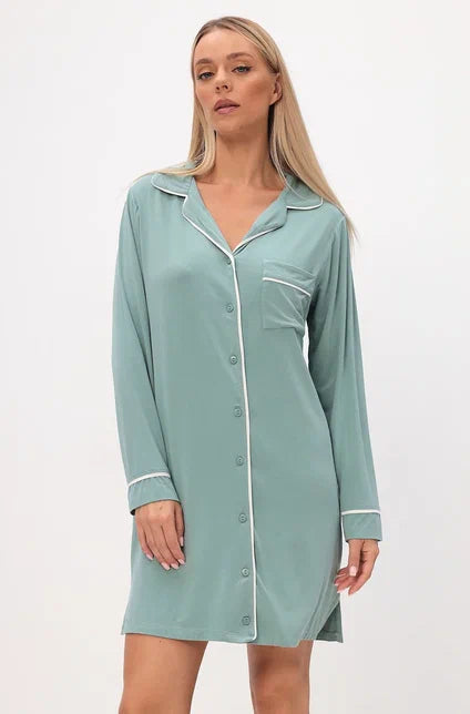 Damen-Nachthemd mit Hemdkragen