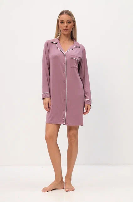 Damen-Nachthemd mit Hemdkragen