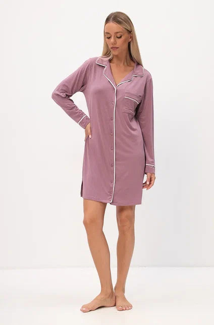 Damen-Nachthemd mit Hemdkragen