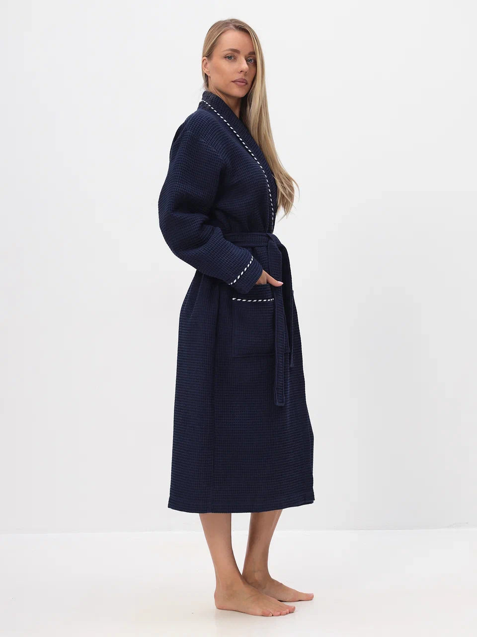 Noble kimono men's bathrobe made of high-quality cotton in velour