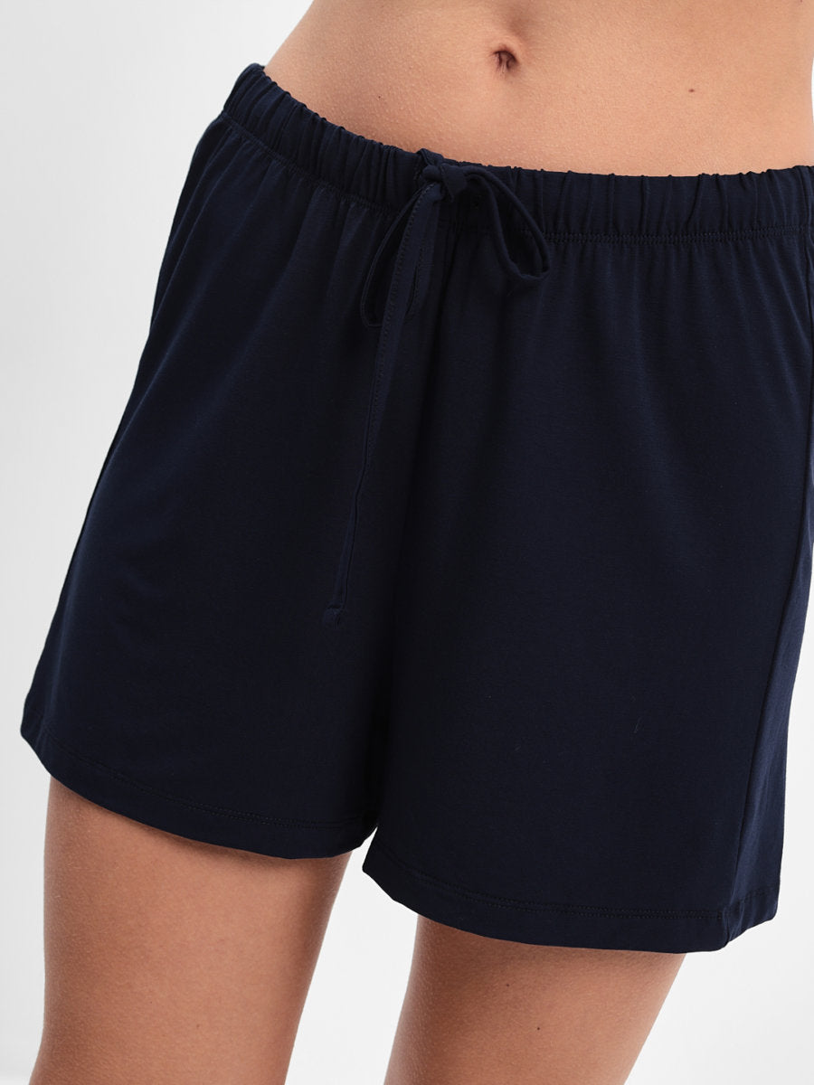 Damen Pyjama Set mit kurzer Hose und Hemd - Marinenblau