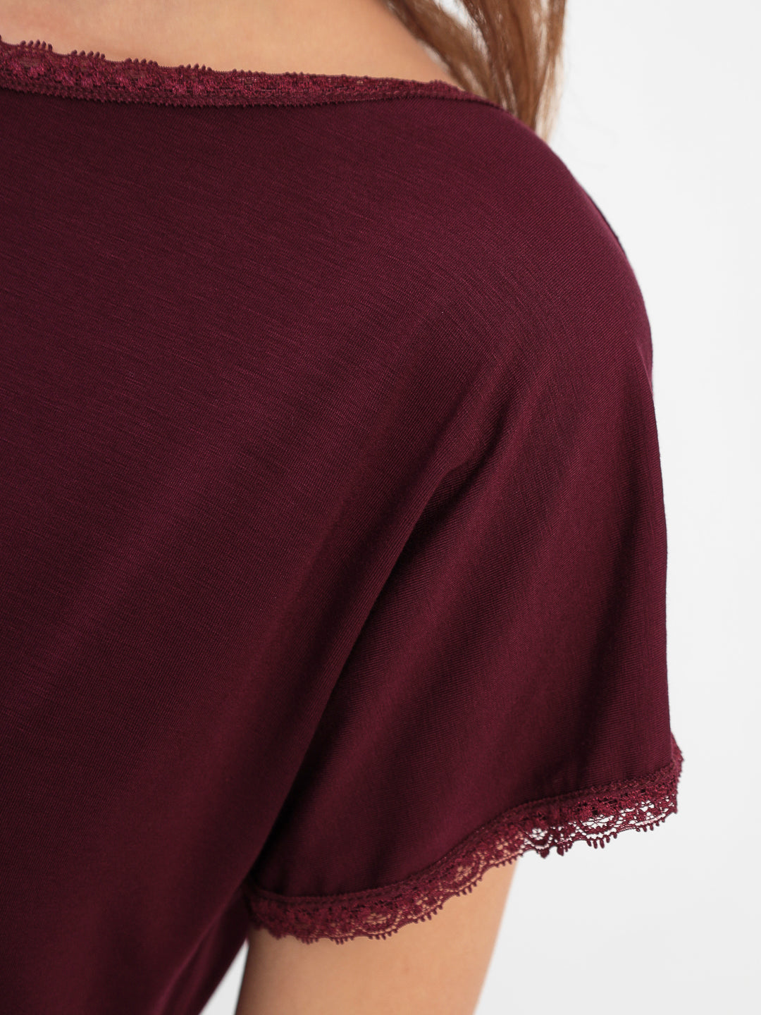 Damen Pyjama Set aus Bambusviskose mit einer Spitze im Oberteil